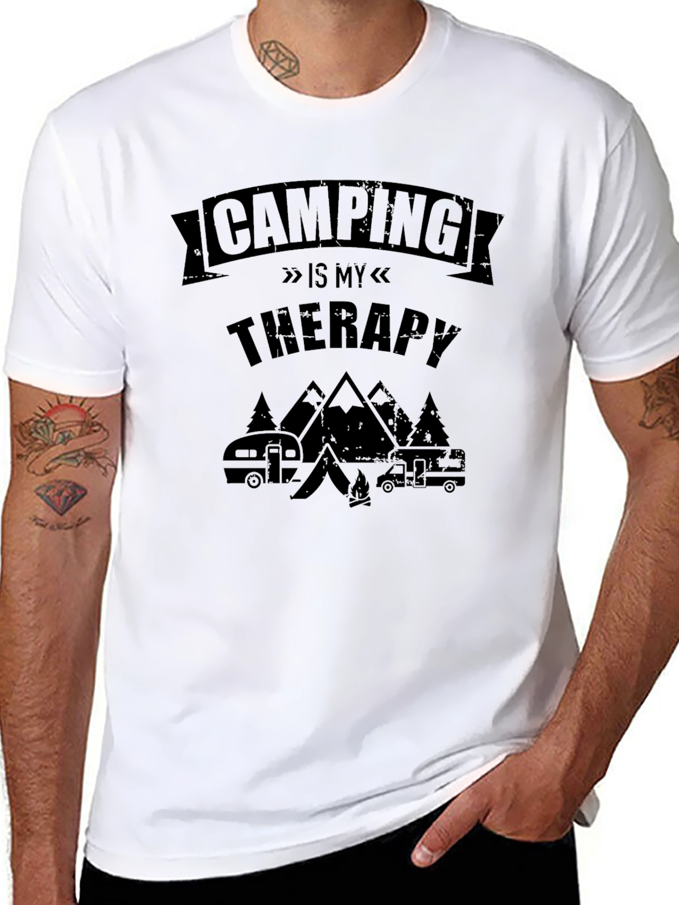 Black Camping is My Therapy Graphic T-Shirt view 8