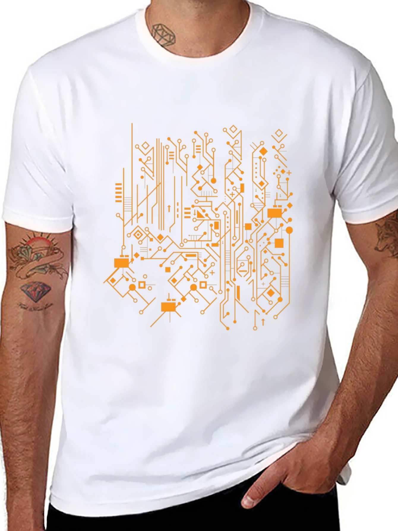 Black Tech Circuit Board Graphic Tee - Modern Style view 8