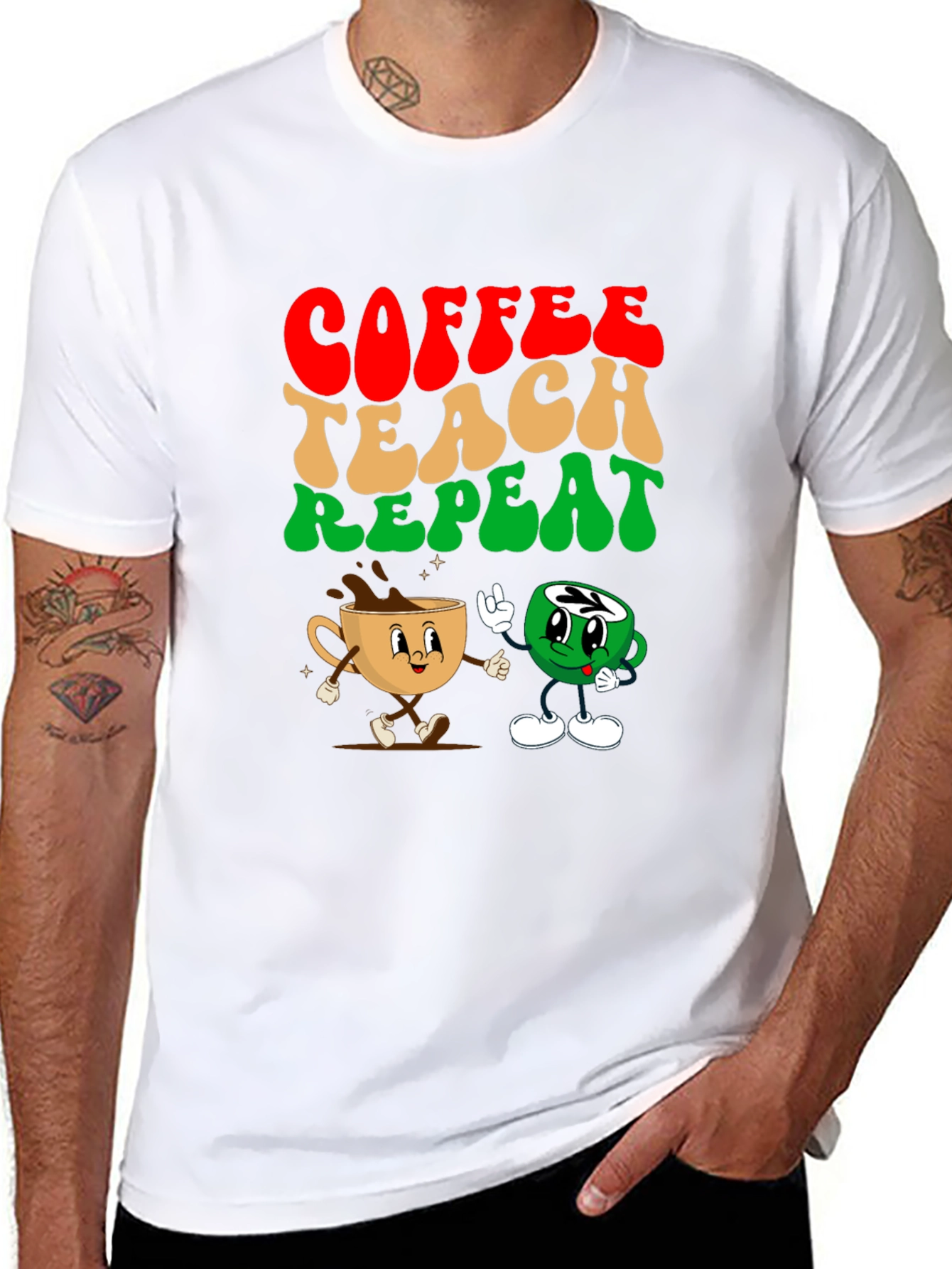 Black Coffee Teach Repeat Graphic Tee - Teacher's Essential view 8