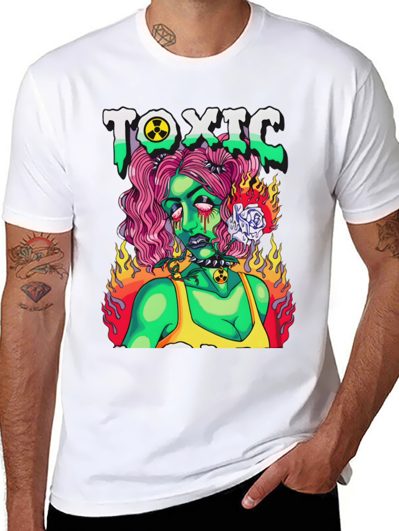 Black Toxic Zombie Girl Graphic T-Shirt view 8