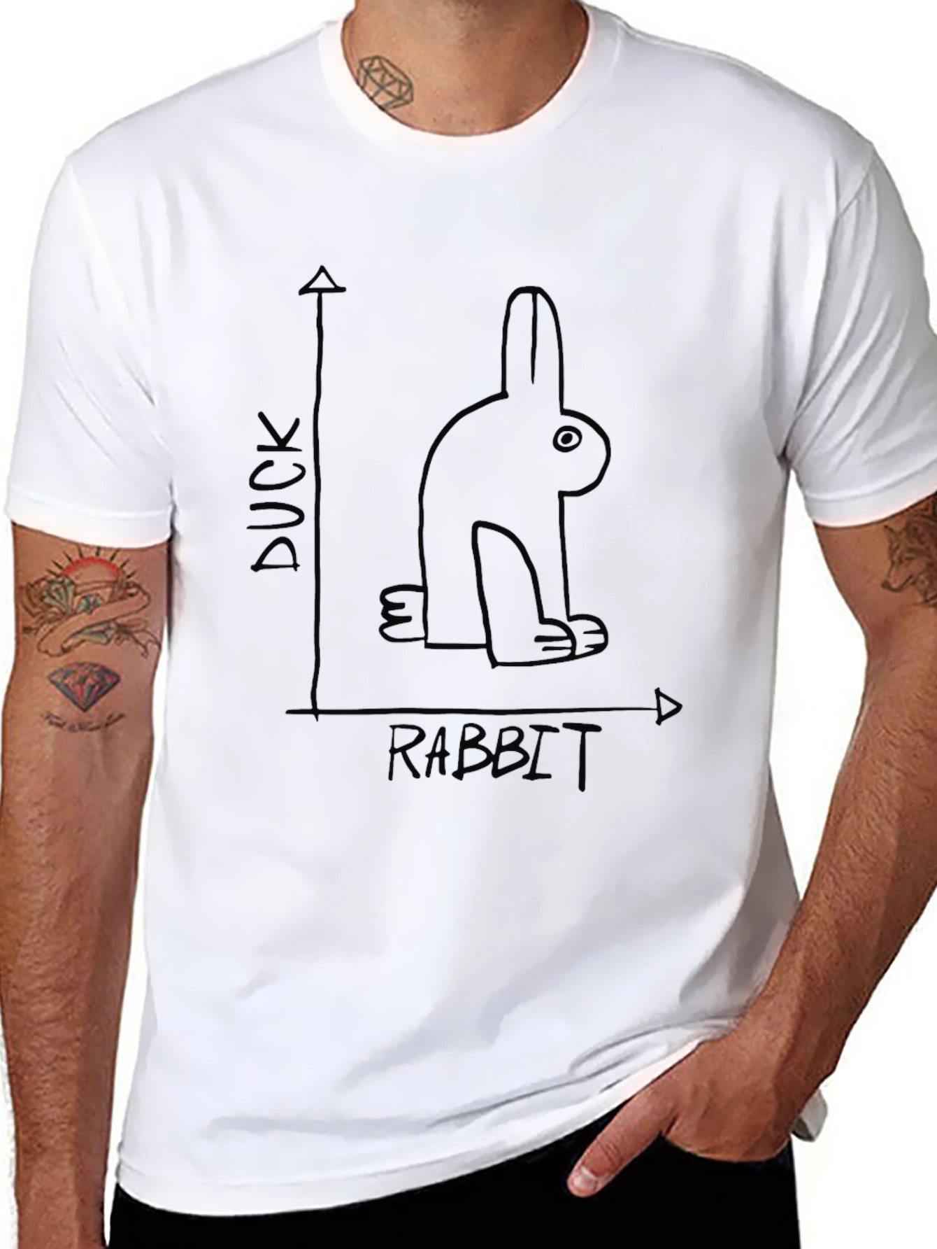 Black Duck Rabbit Illusion Graphic T-Shirt view 8