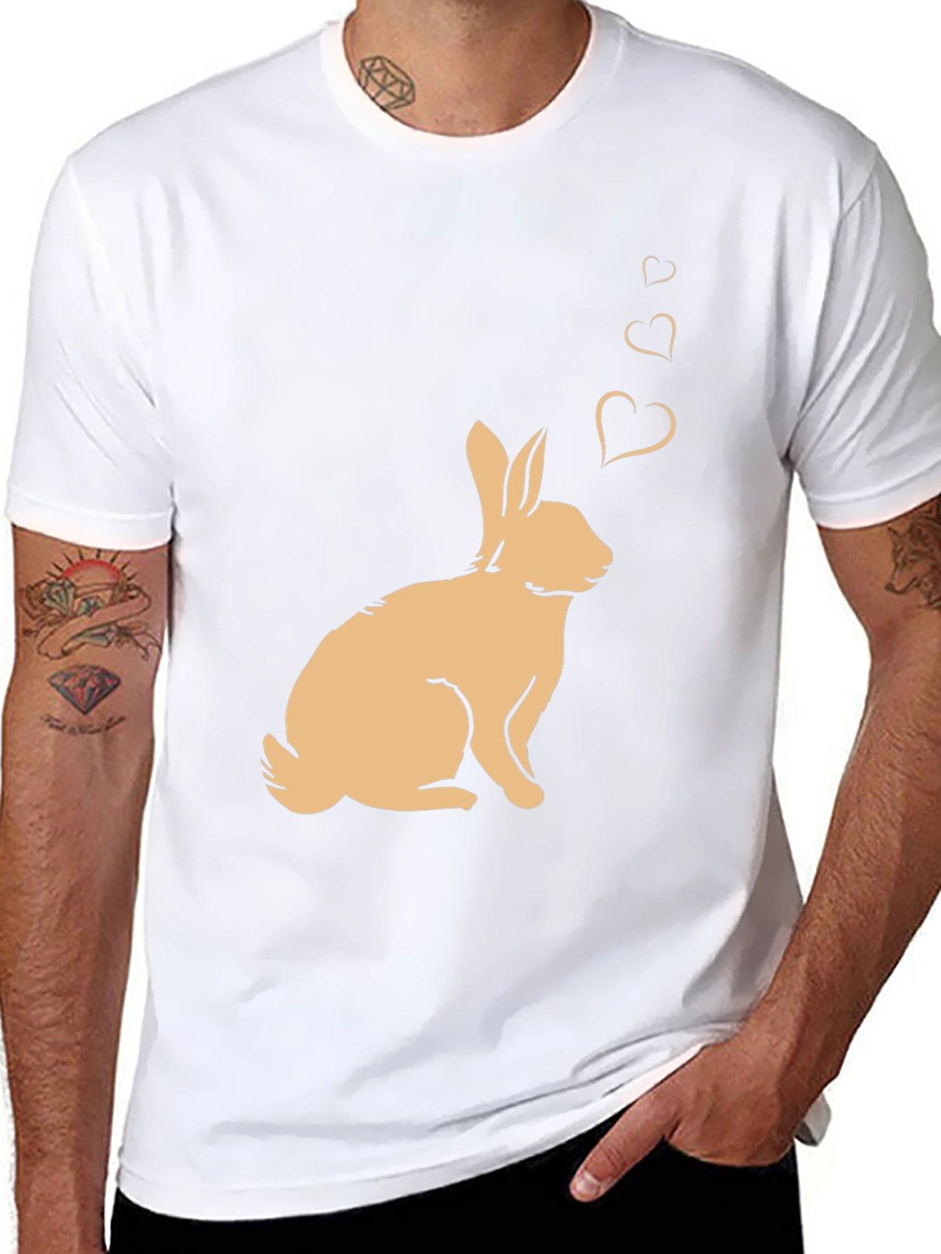 Black Rabbit Love Heart T-Shirt - Black view 8