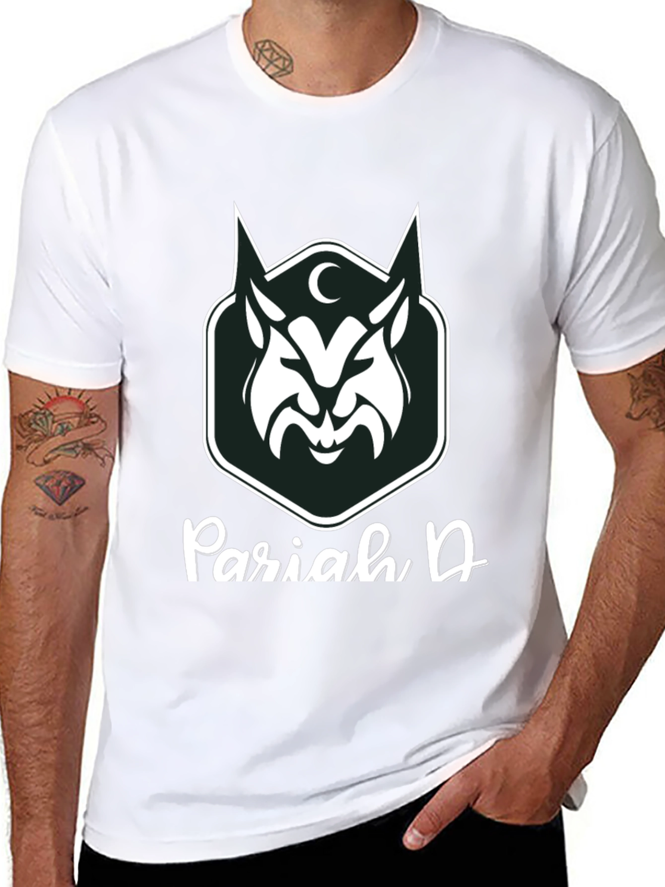 Black Pariah D Graphic Tee - Dark Wolf Design view 8