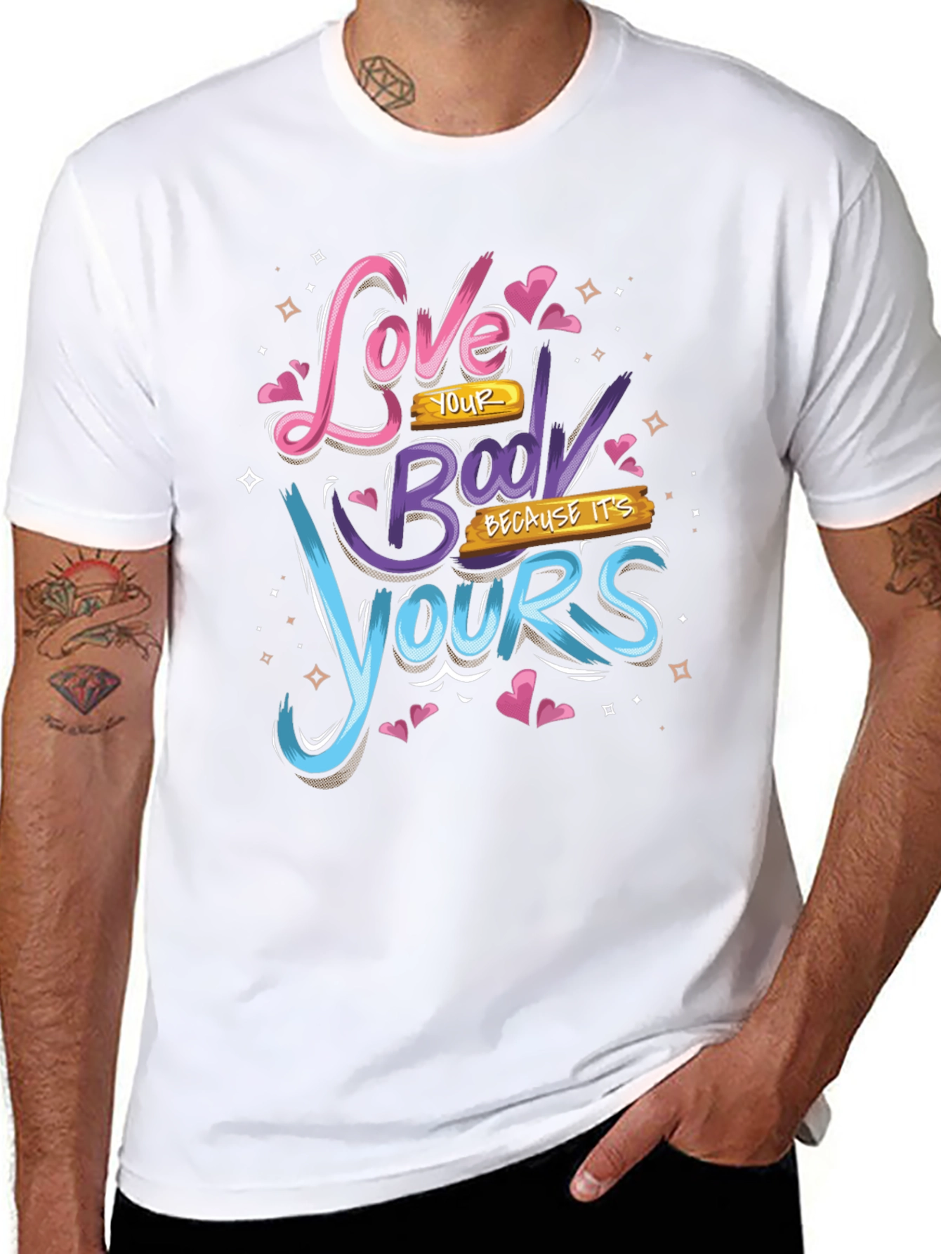 Black Love Your Body Black Graphic Tee view 8
