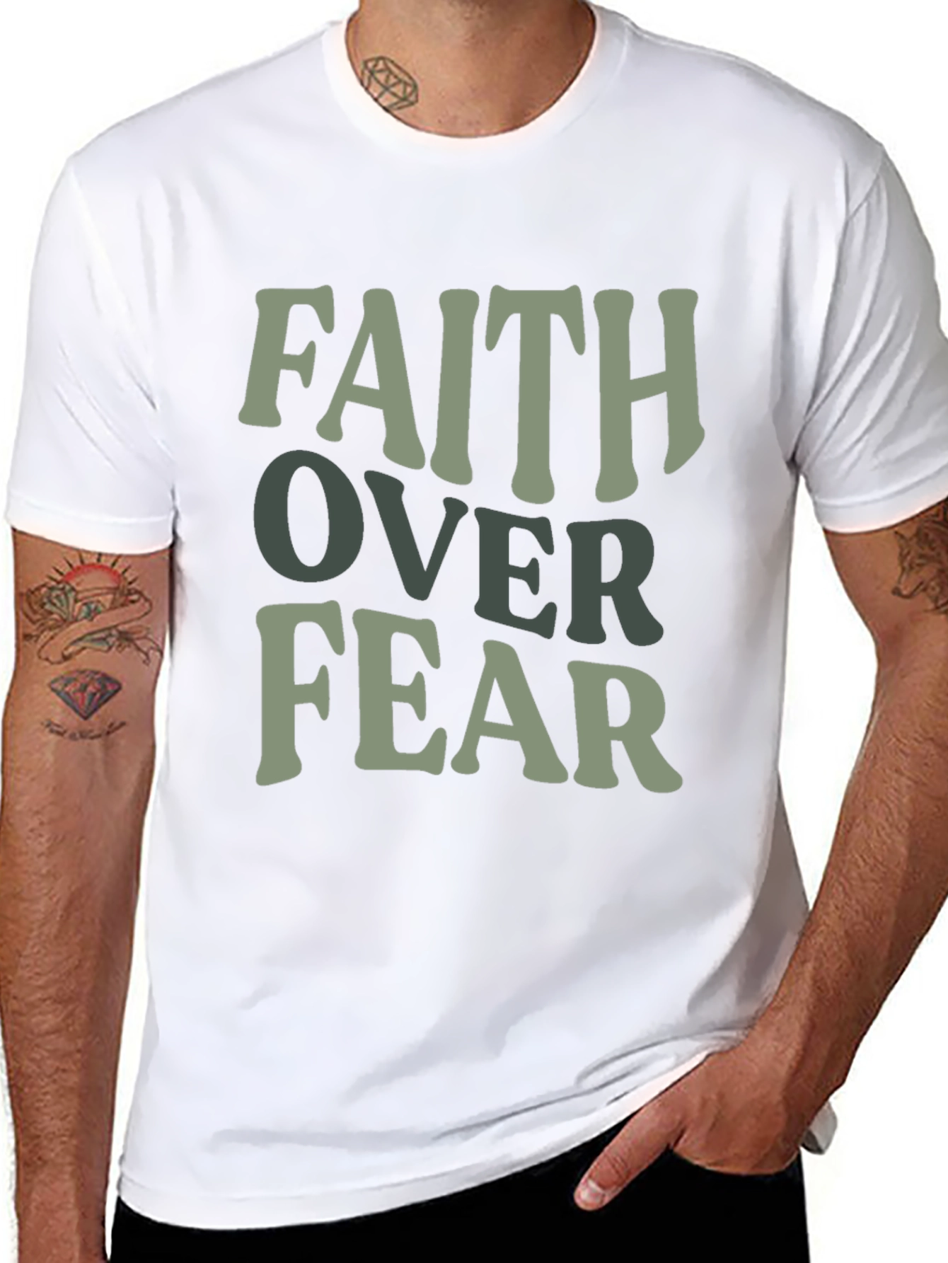 Black Faith Over Fear Graphic T-Shirt - Men's Black Tee view 8