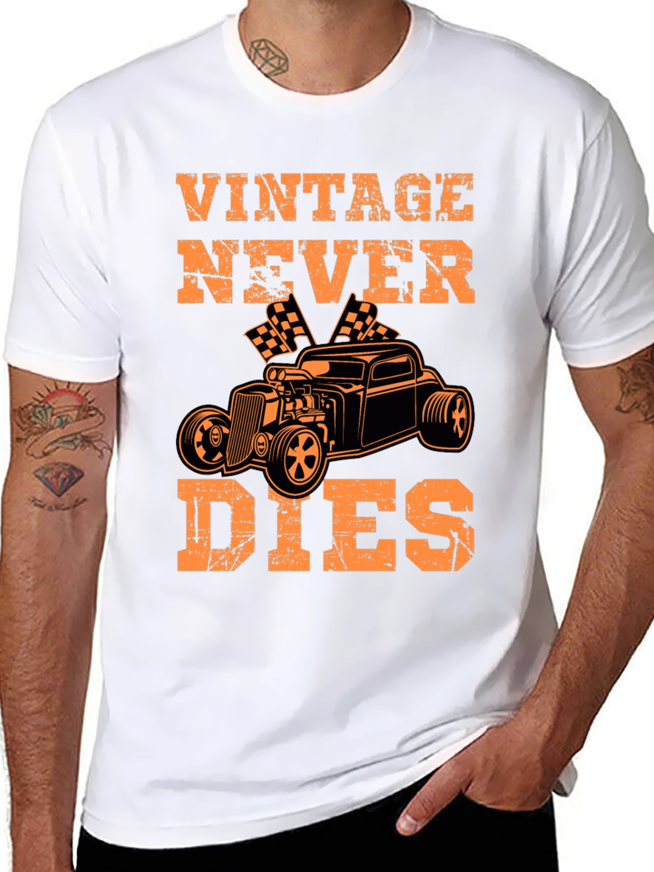 Black Vintage Never Dies Graphic Tee view 8
