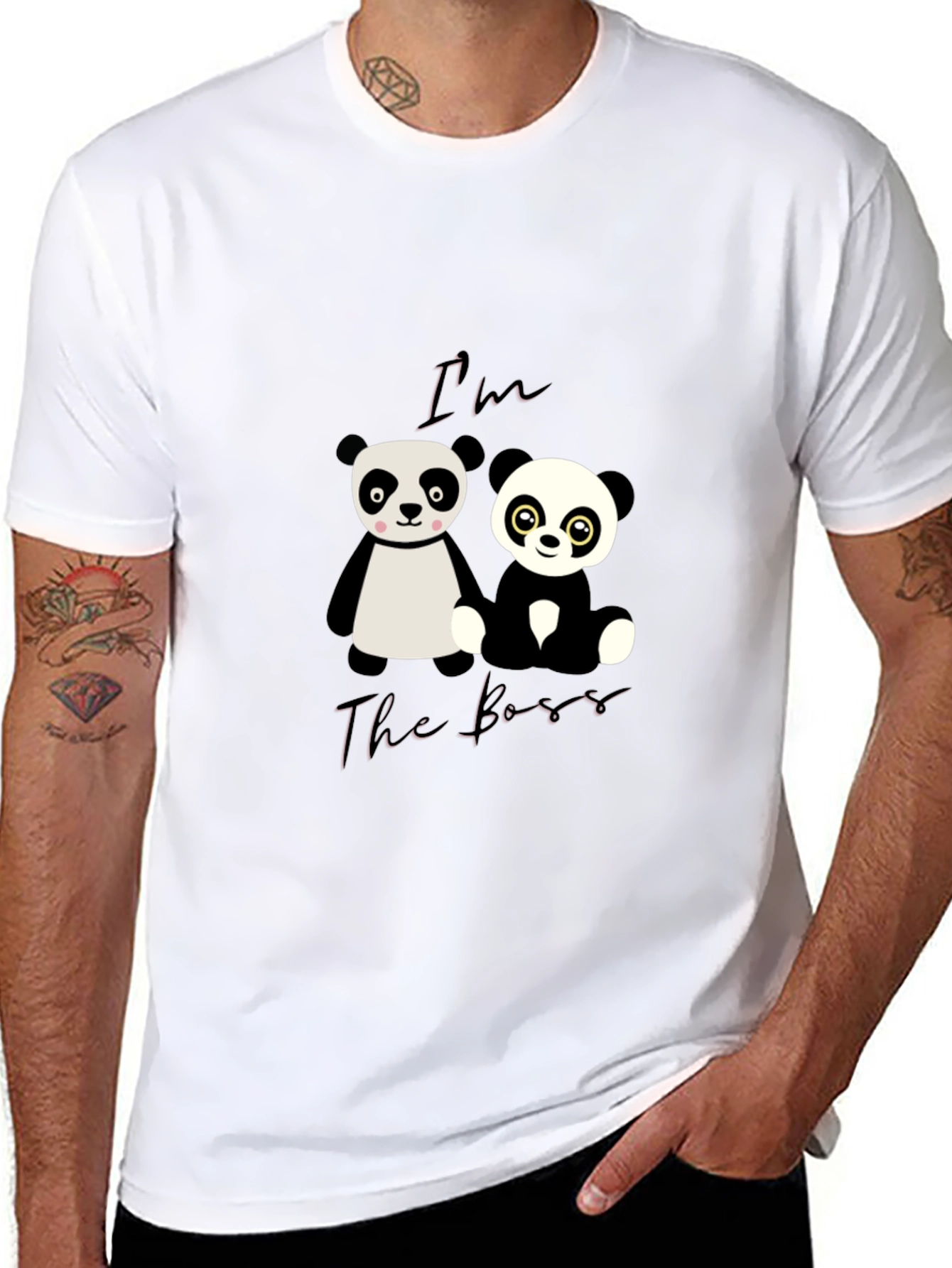 Black I'm The Boss Panda Graphic T-Shirt view 8
