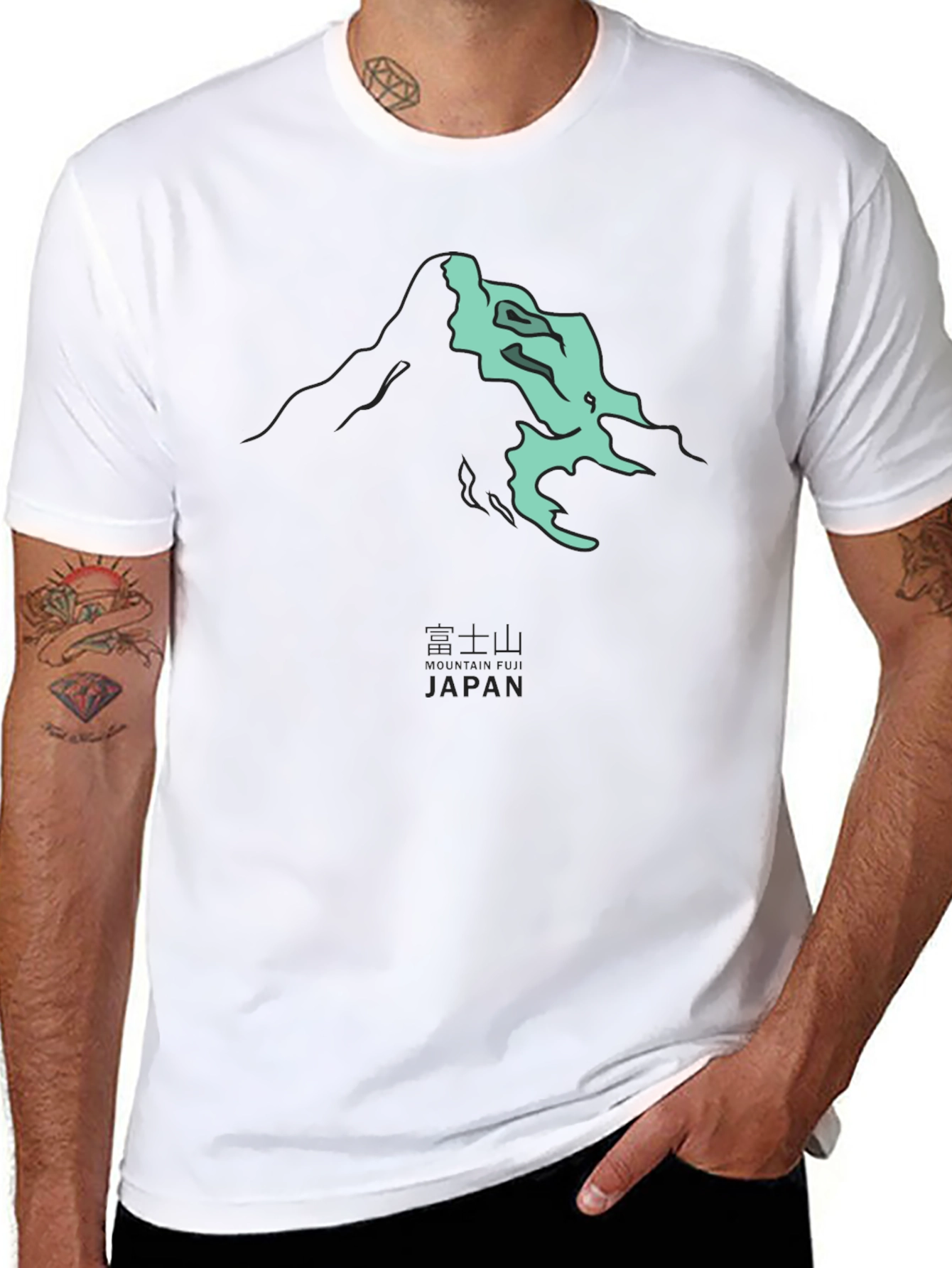 Black Black Mt. Fuji Japan Graphic Tee view 8