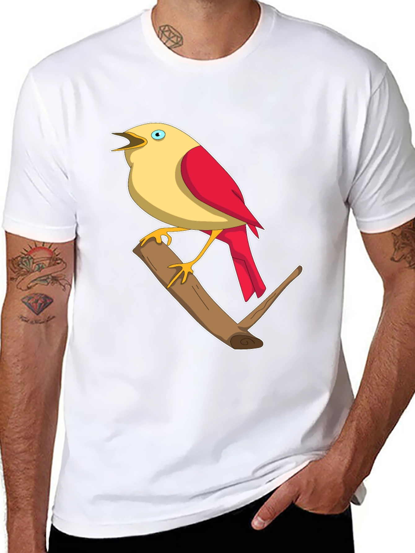 Black Bird on Branch Graphic T-Shirt view 8