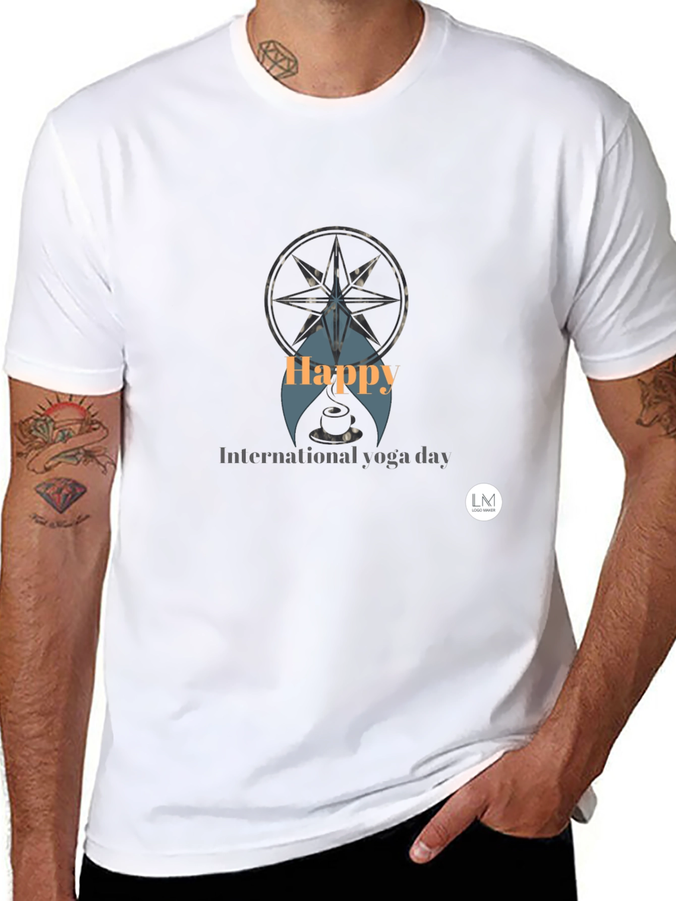 Black Happy International Yoga Day T-Shirt view 8