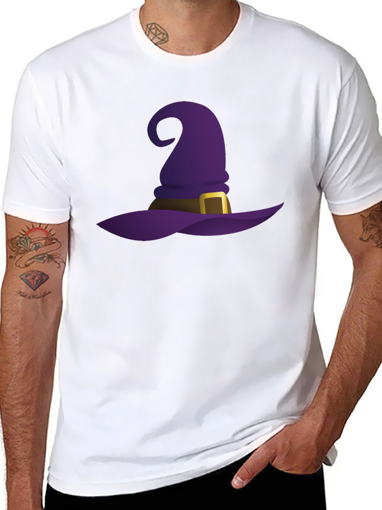 Black Halloween Witch Hat Graphic Tee - Spooky Style view 8