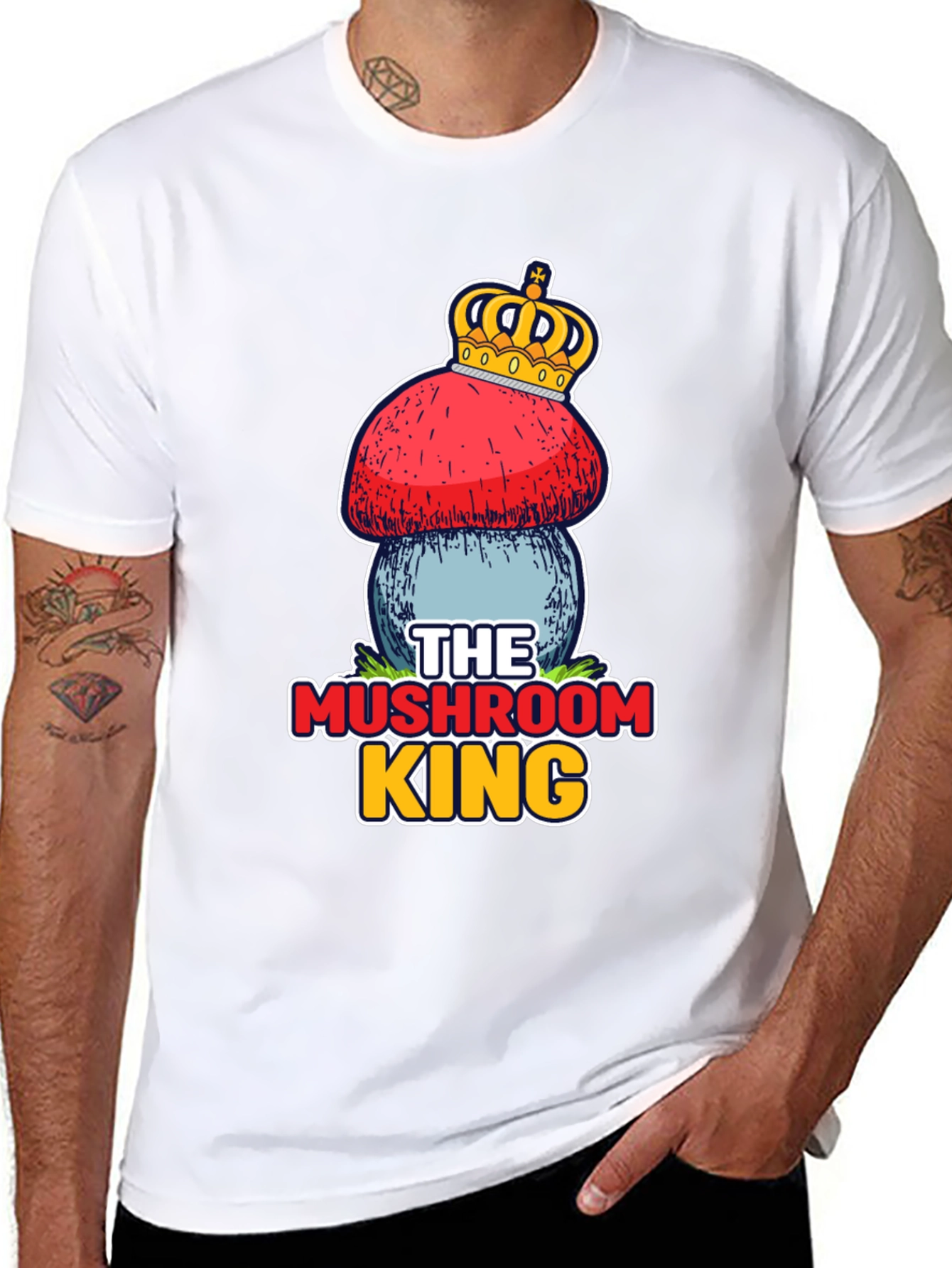 Black Mushroom King T-Shirt - Unique Graphic Tee view 8