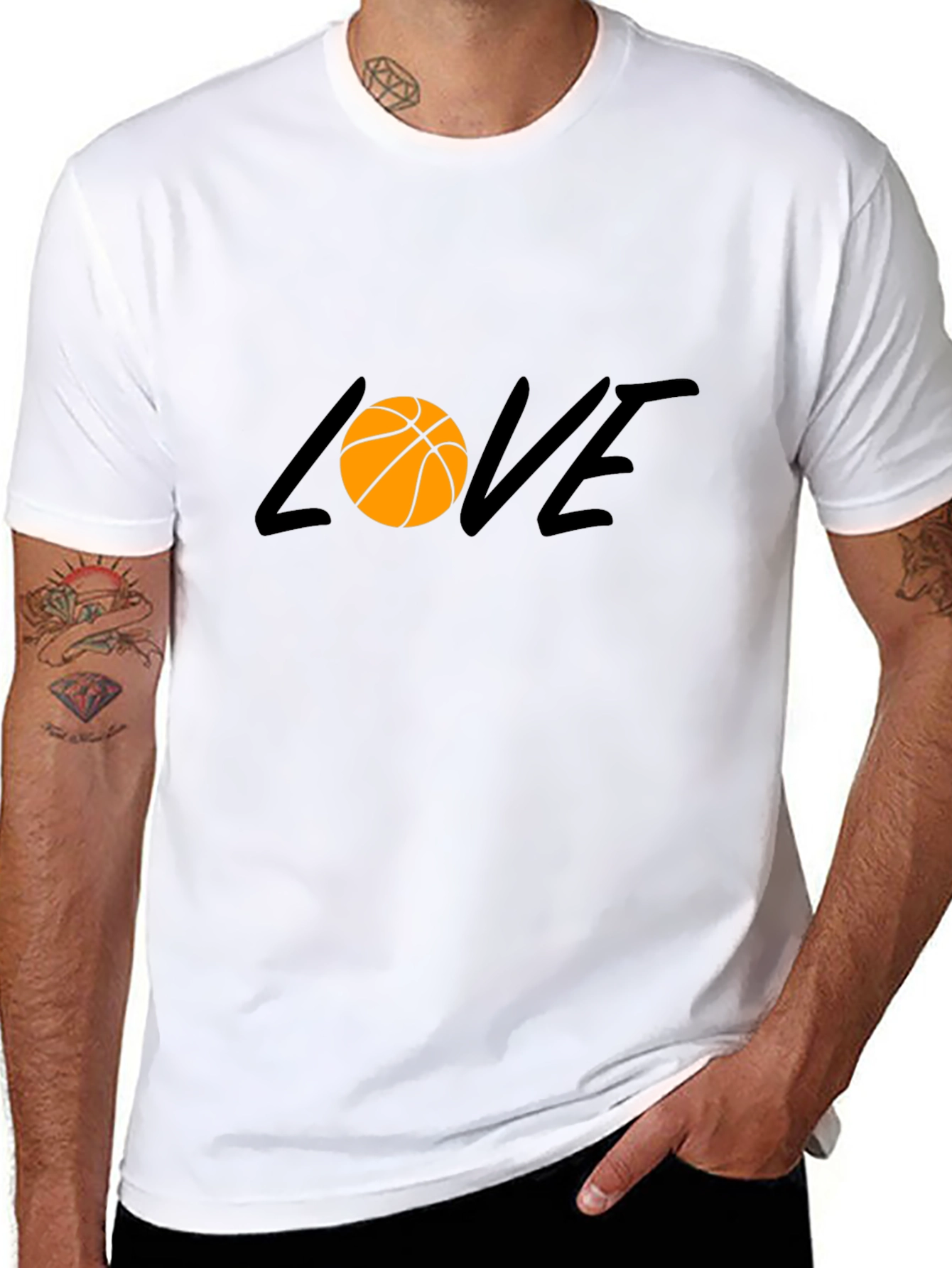Black Basketball Love Graphic Tee - Black Cotton T-Shirt view 8