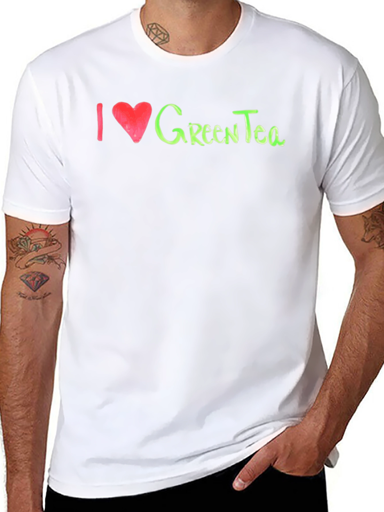 Black I Love Green Tea T-Shirt - Soft Cotton Blend view 8