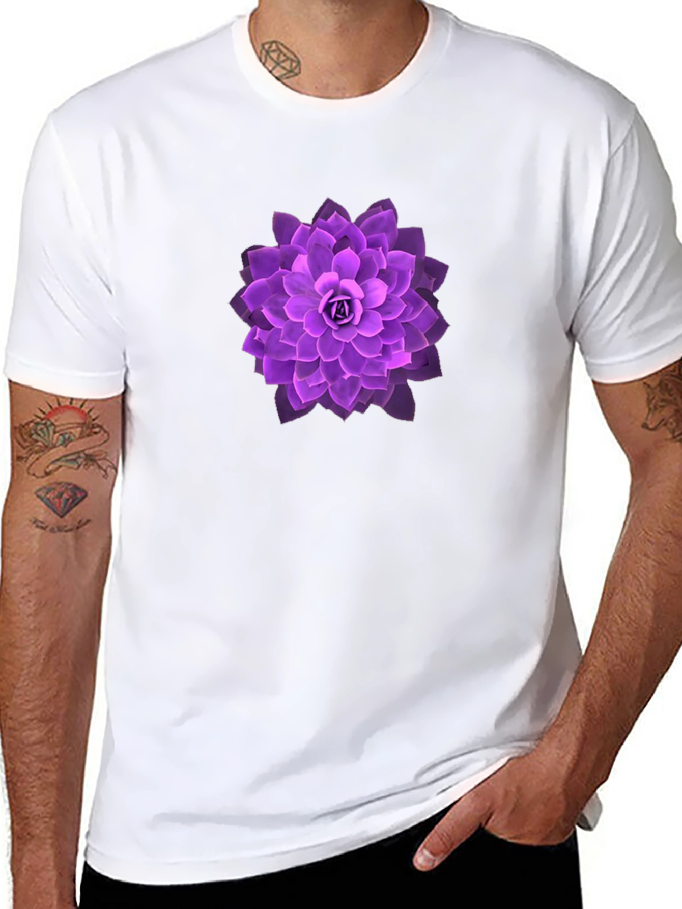 Black Purple Lotus Graphic Tee - Soft & Stylish view 8