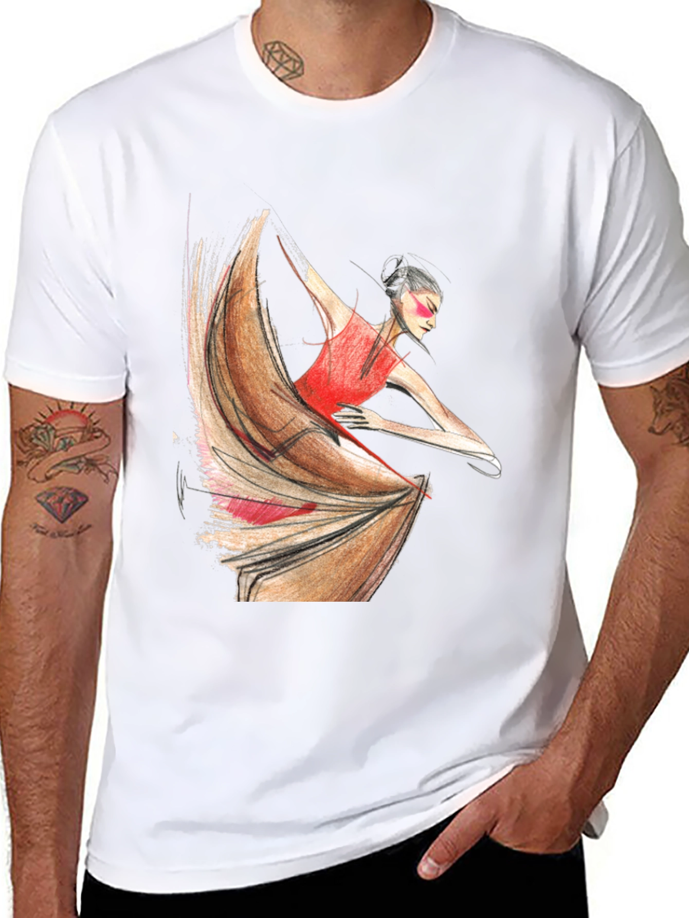 Black Flamenco Dancer Graphic Tee - Black Unisex T-Shirt view 8