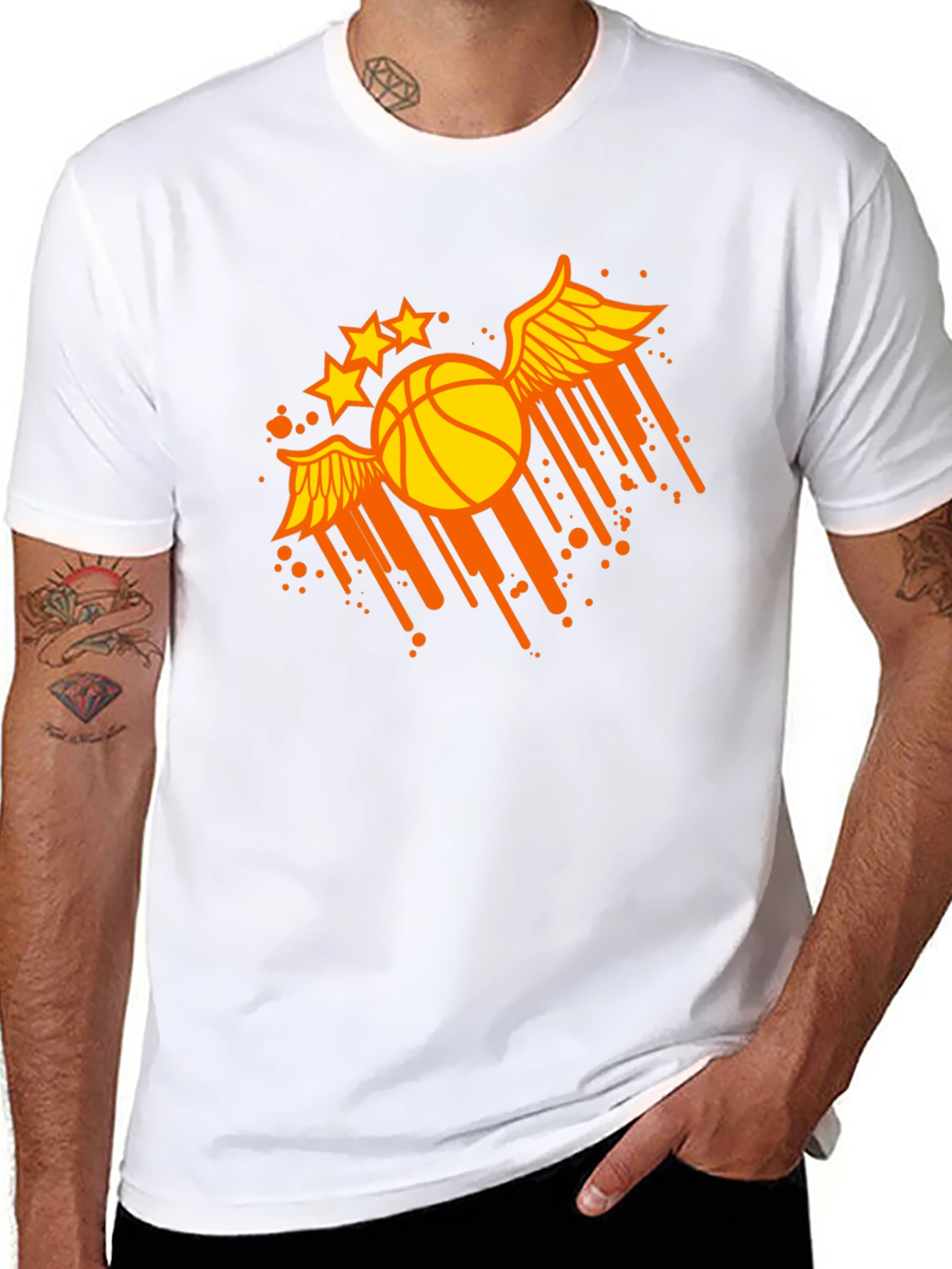 Black Winged Basketball Graphic Tee - Sporty & Stylish view 8