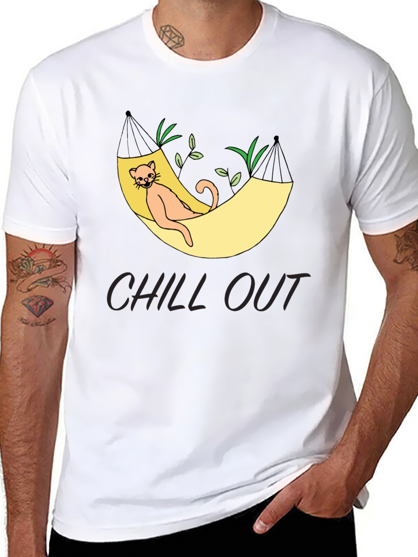 Black Chill Out Cat Hammock Graphic Tee - Relaxed Fit view 8