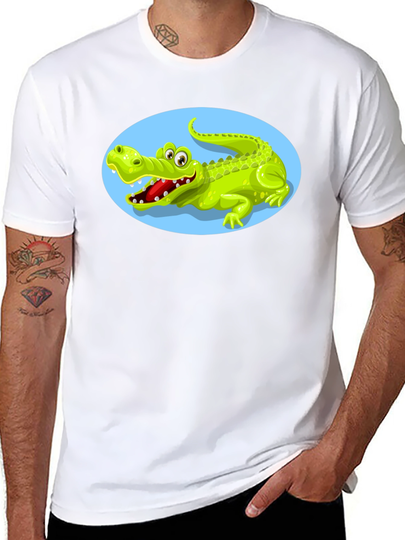 Black Cartoon Alligator Graphic Tee view 8