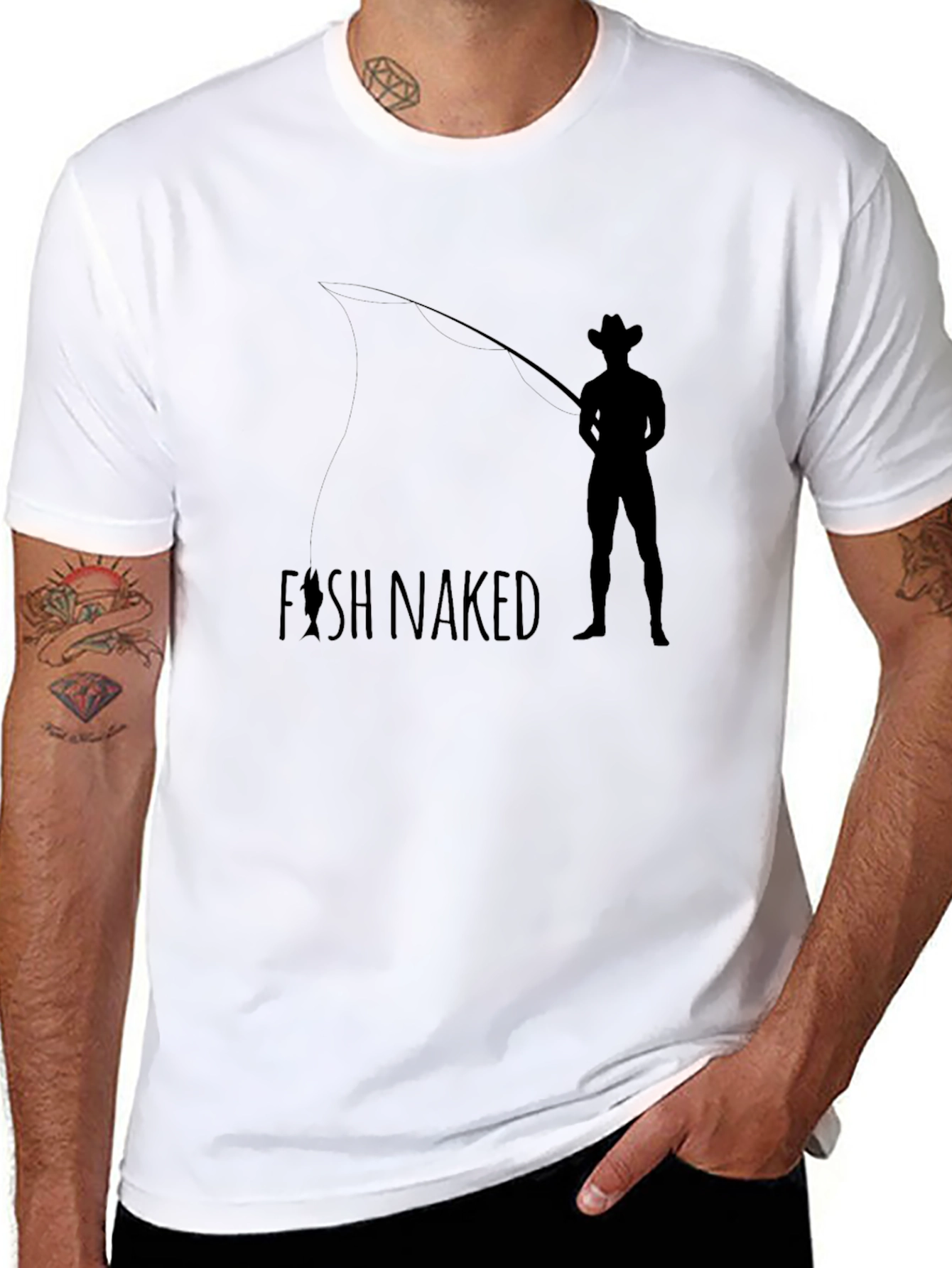 Black Fish Naked T-Shirt - Black Graphic Tee view 8