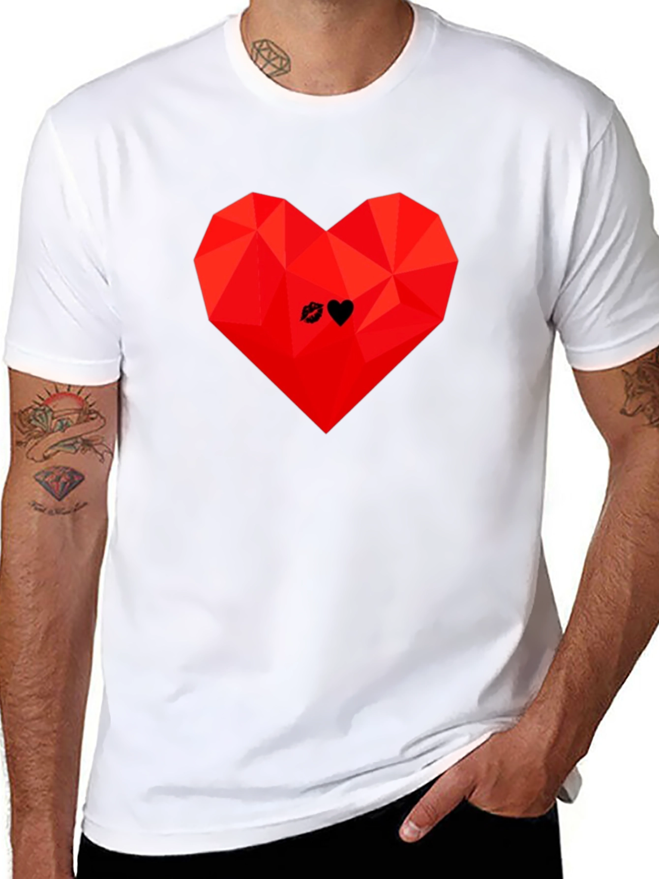 Black Geometric Heart Graphic Tee - Modern Love T-Shirt view 8