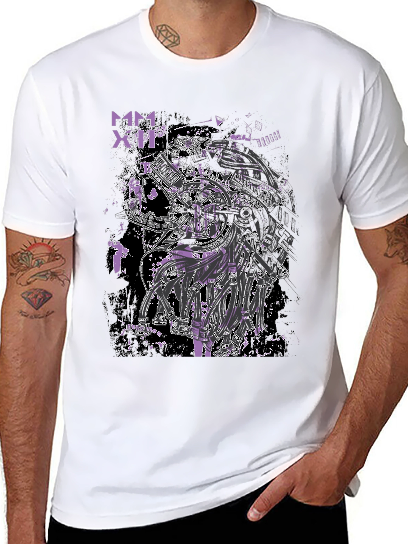 Black Cyberpunk Style Graphic Print Black T-Shirt view 8