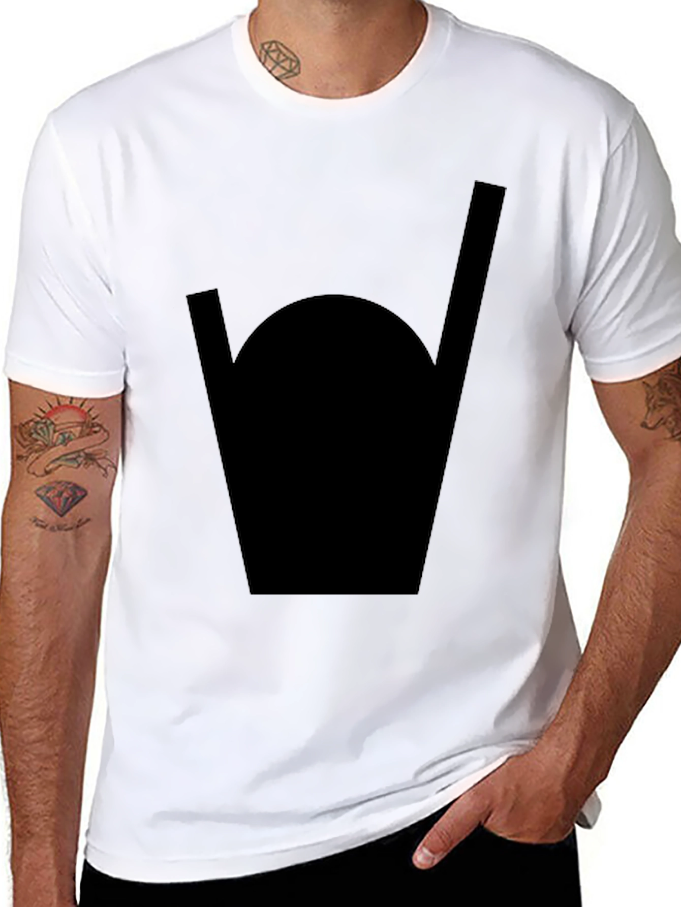 Black Black T-Shirt with Geometric Design view 8