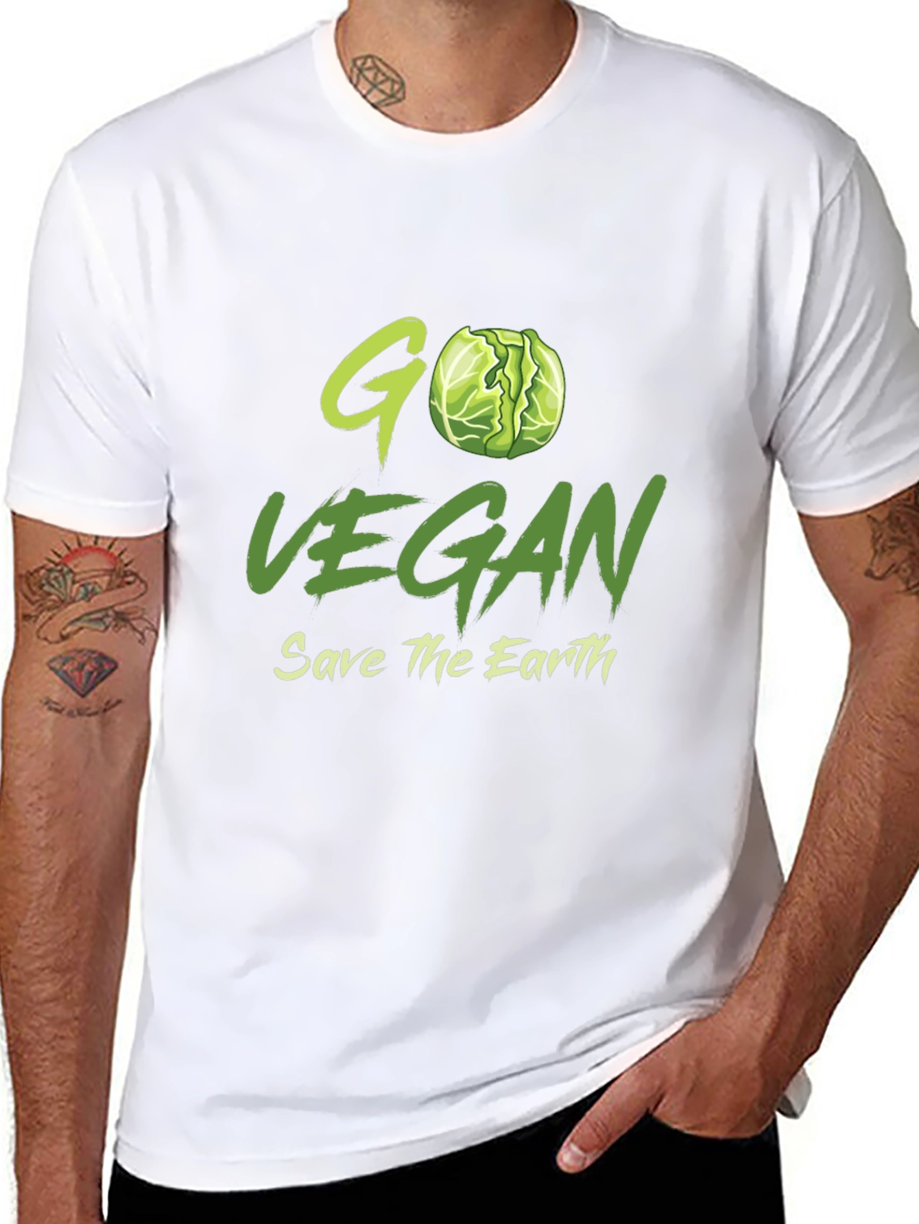 Black Go Vegan T-Shirt - Save the Earth Tee view 8
