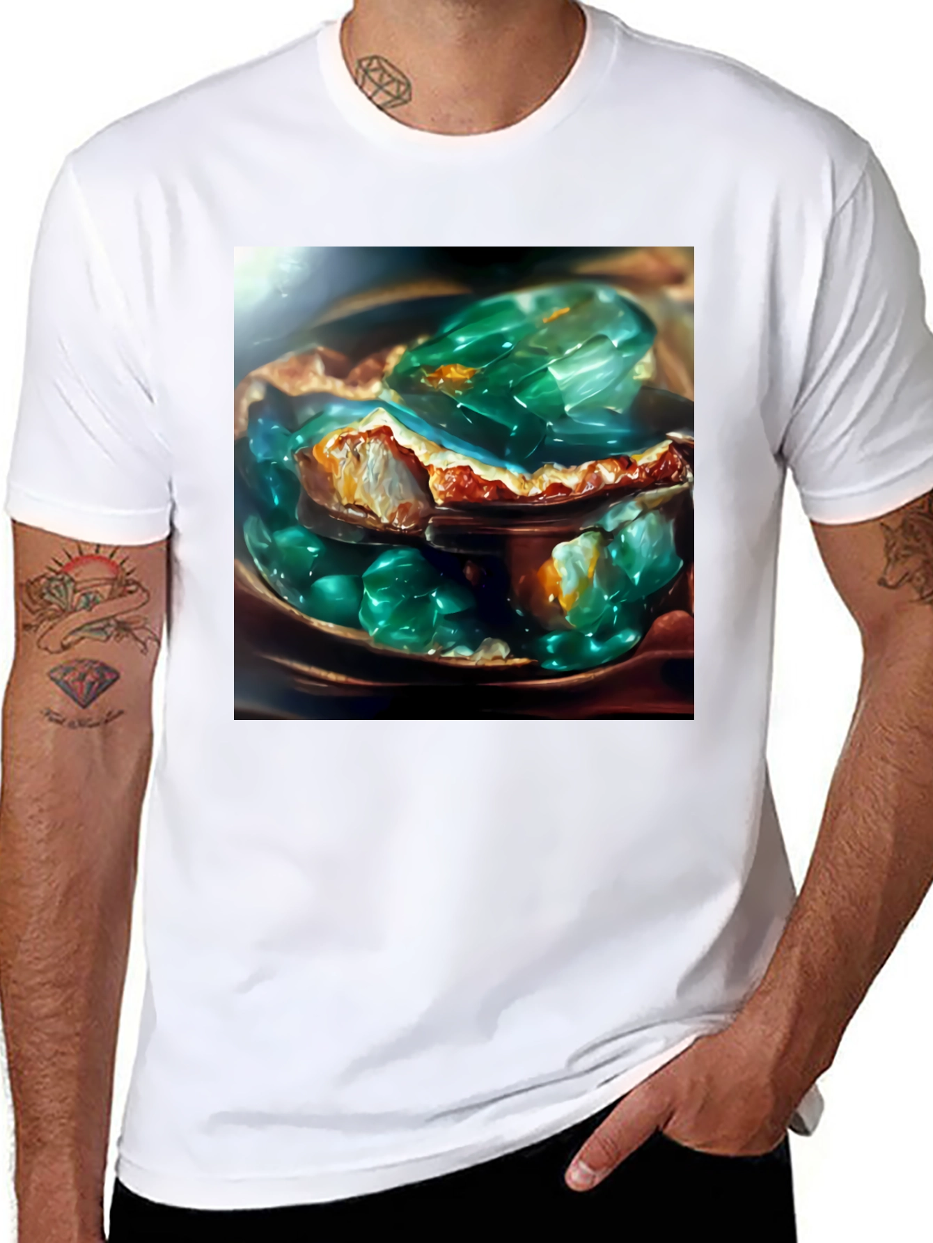Black Emerald Jelly Pie Graphic Tee - Novelty Dessert T-Shirt view 8