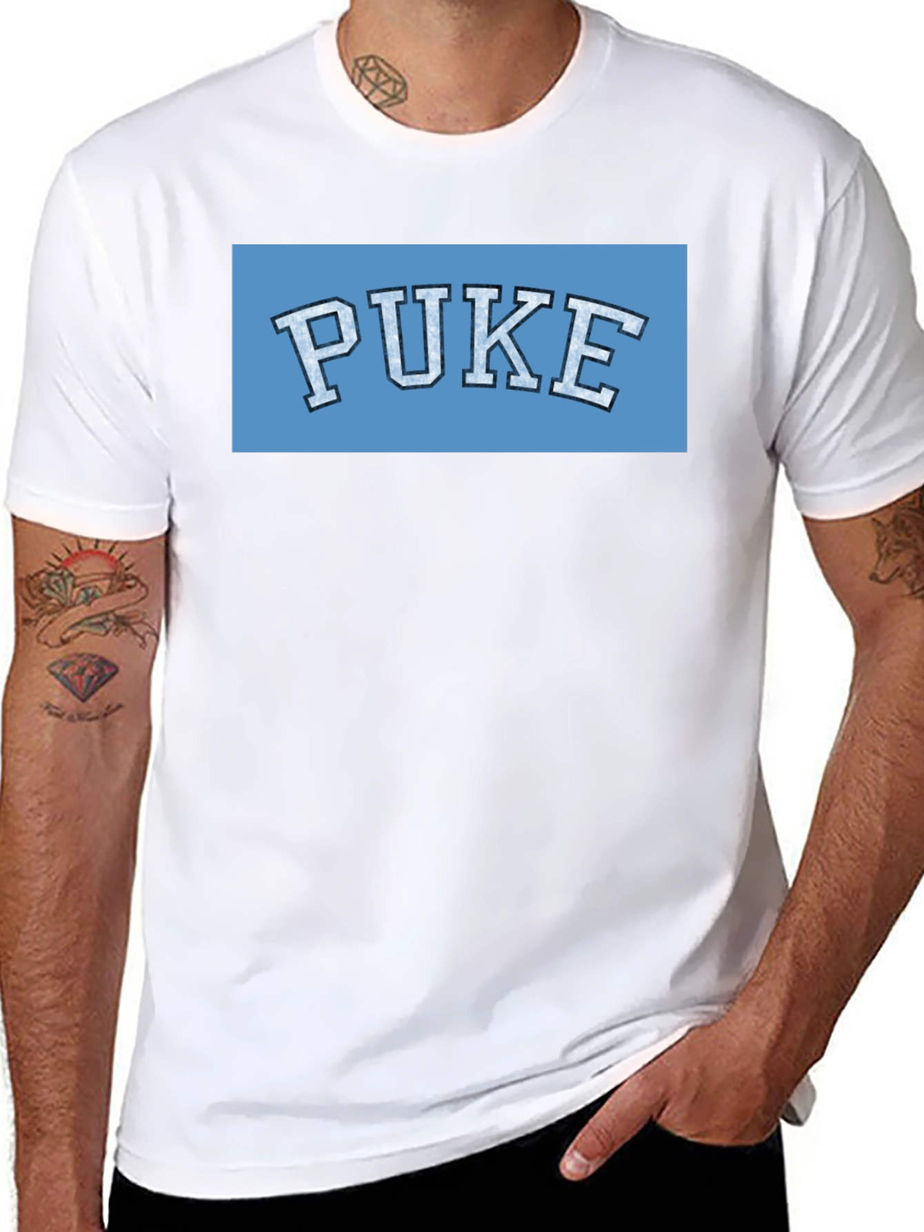 Black PUKE Graphic T-Shirt - College Humor Tee view 8