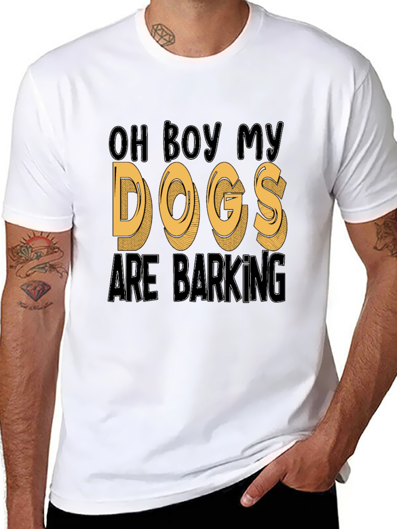 Black Oh Boy My Dogs Are Barking Funny T-Shirt view 8