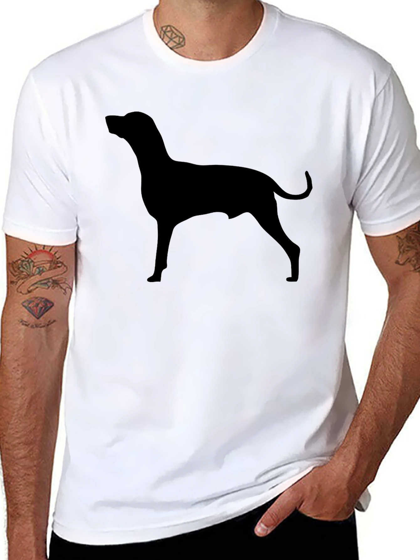 Black Dog Silhouette T-Shirt - Stylish Minimalist Design view 8