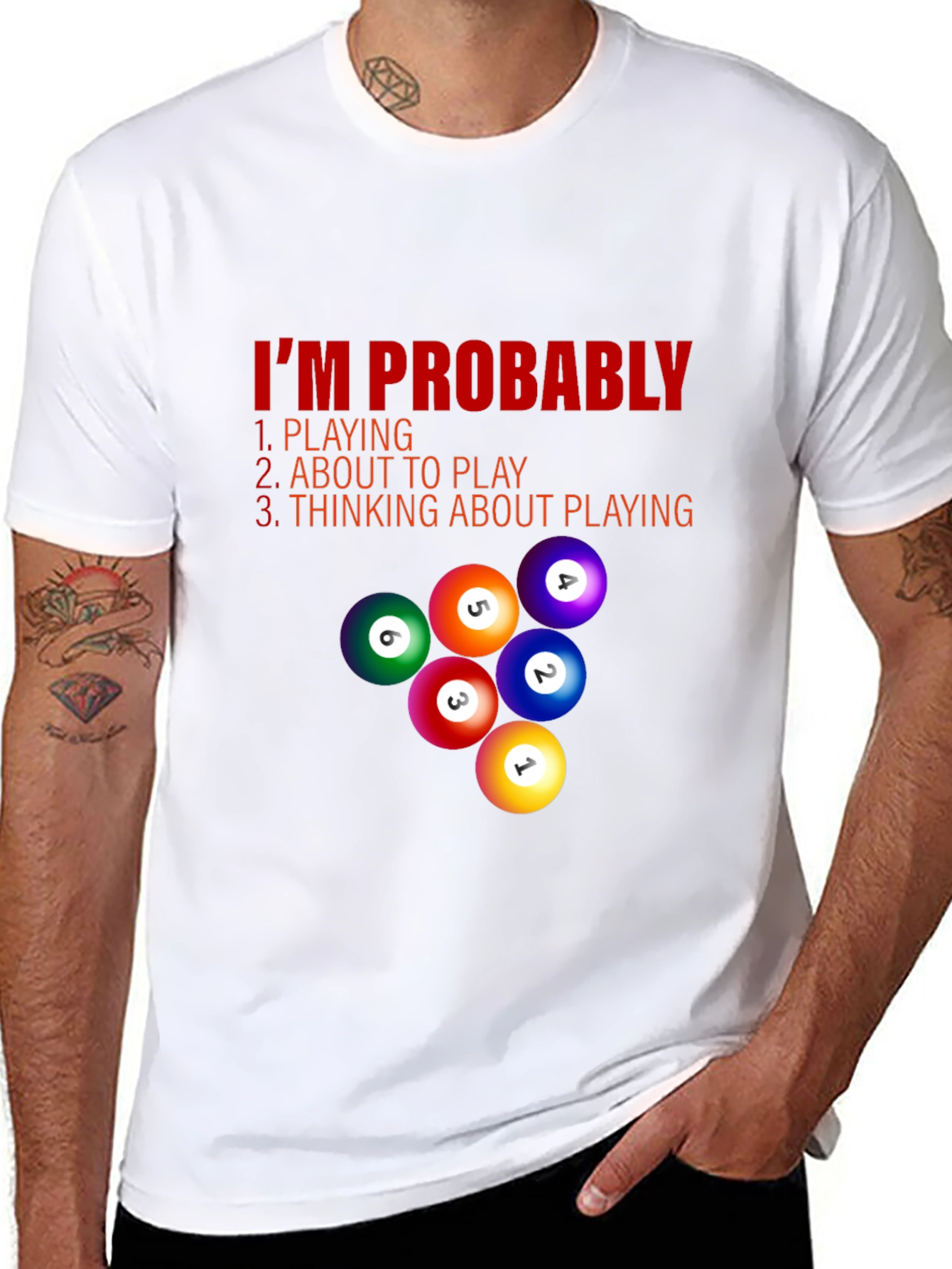 Black Billiard Player T-Shirt - I'm Probably Playing view 8