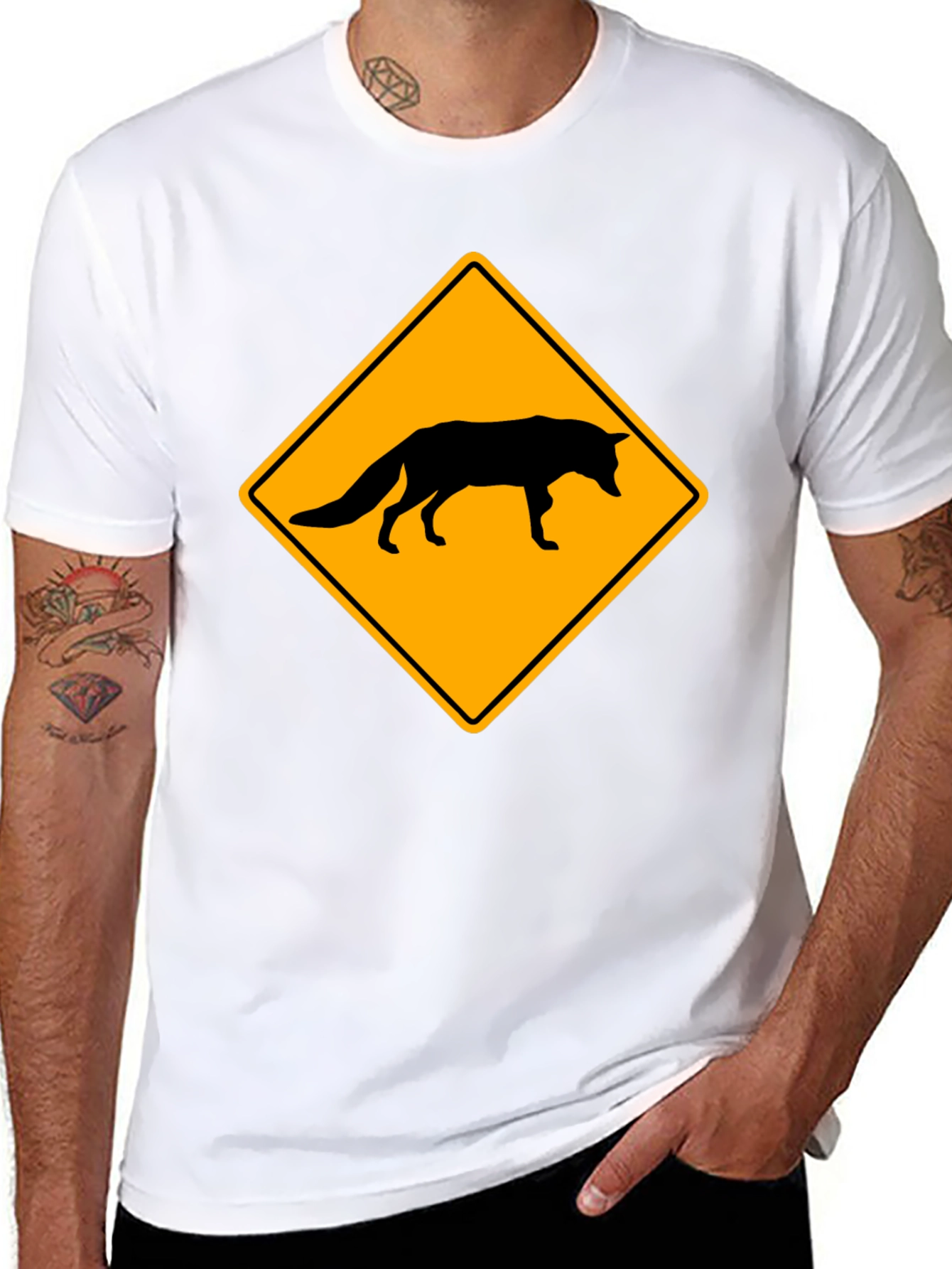 Black Fox Crossing T-Shirt - Black Crew Neck Tee view 8