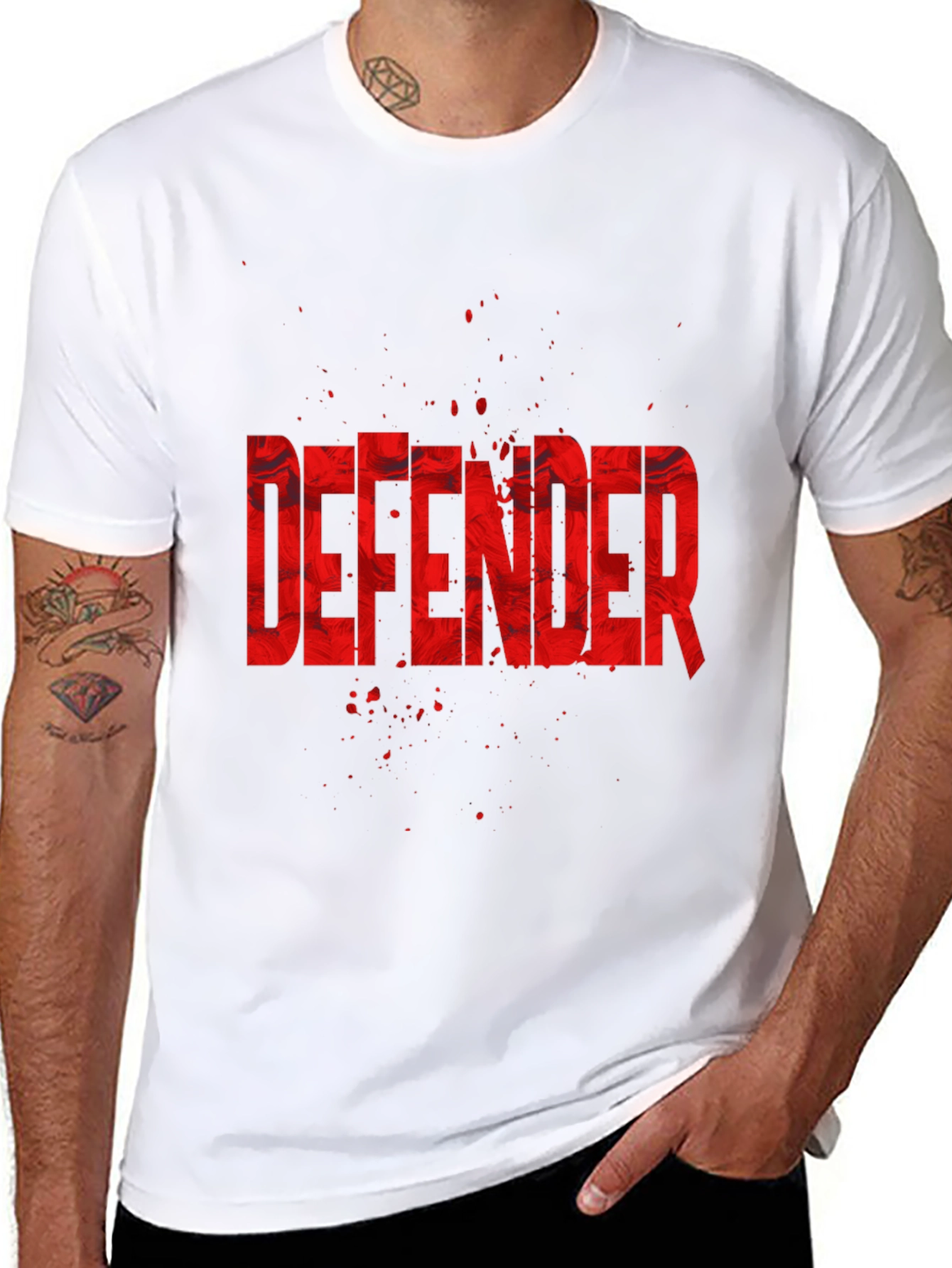 Black Defender Graphic Tee - Black Cotton Blend view 8