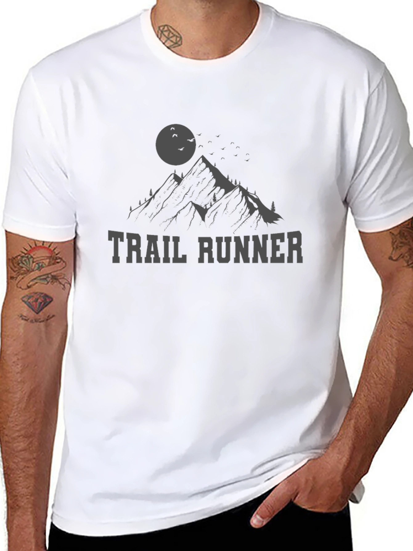 Black Trail Runner Mountain Graphic T-Shirt view 8