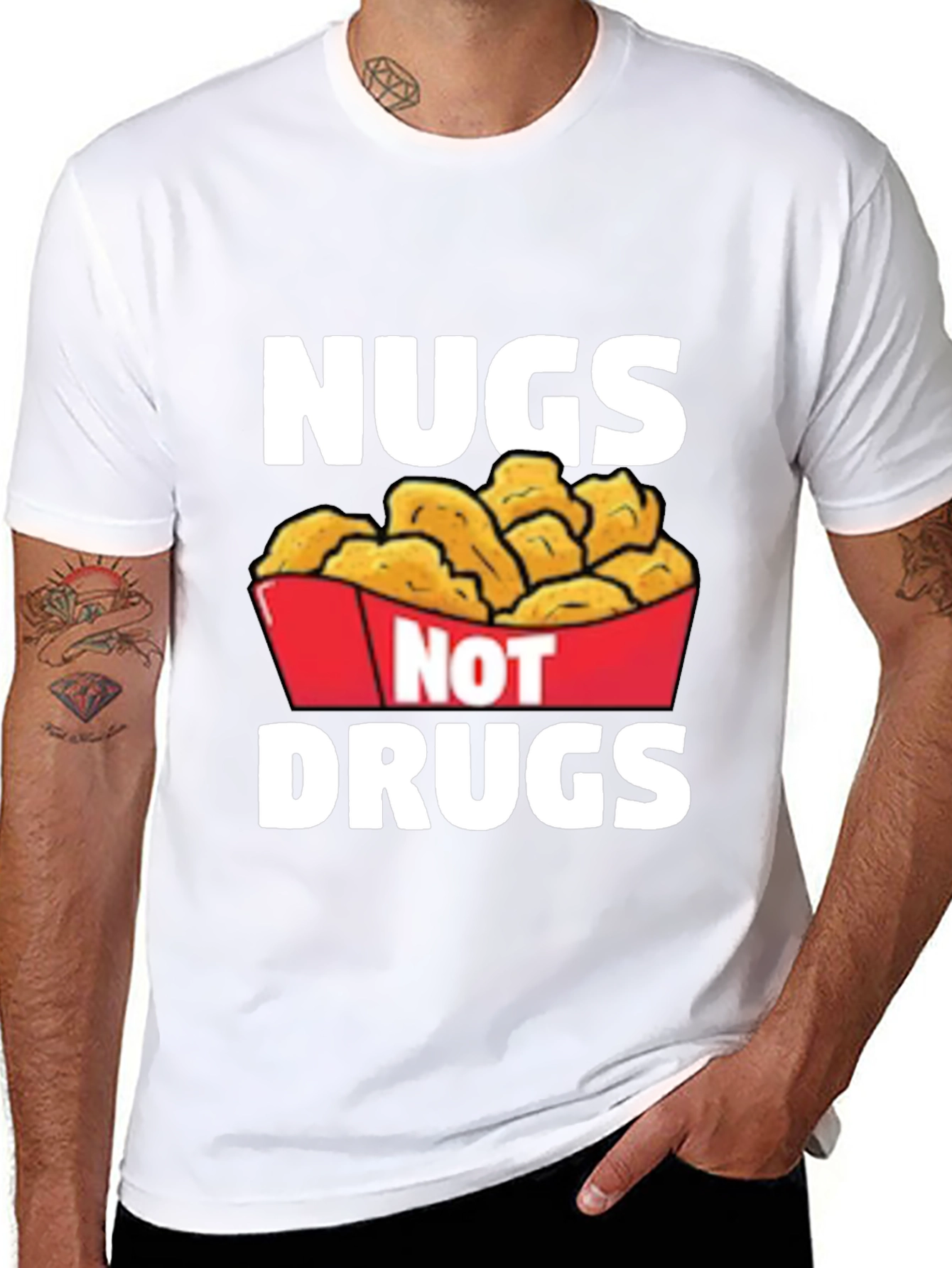 Black Nugs Not Drugs Graphic T-Shirt - Funny Foodie Tee view 8