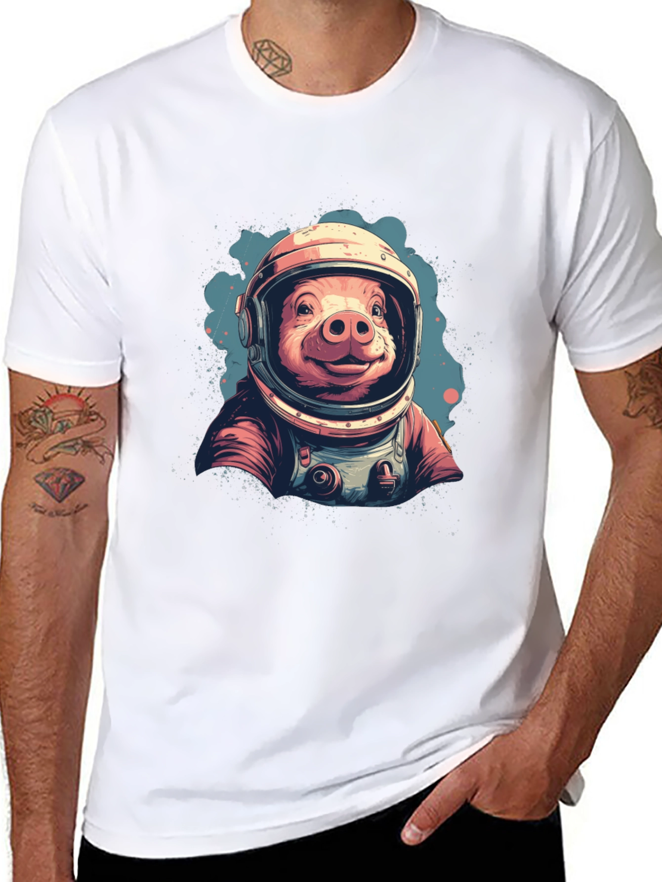 Black Astronaut Pig T-Shirt - Space Hog Tee view 8