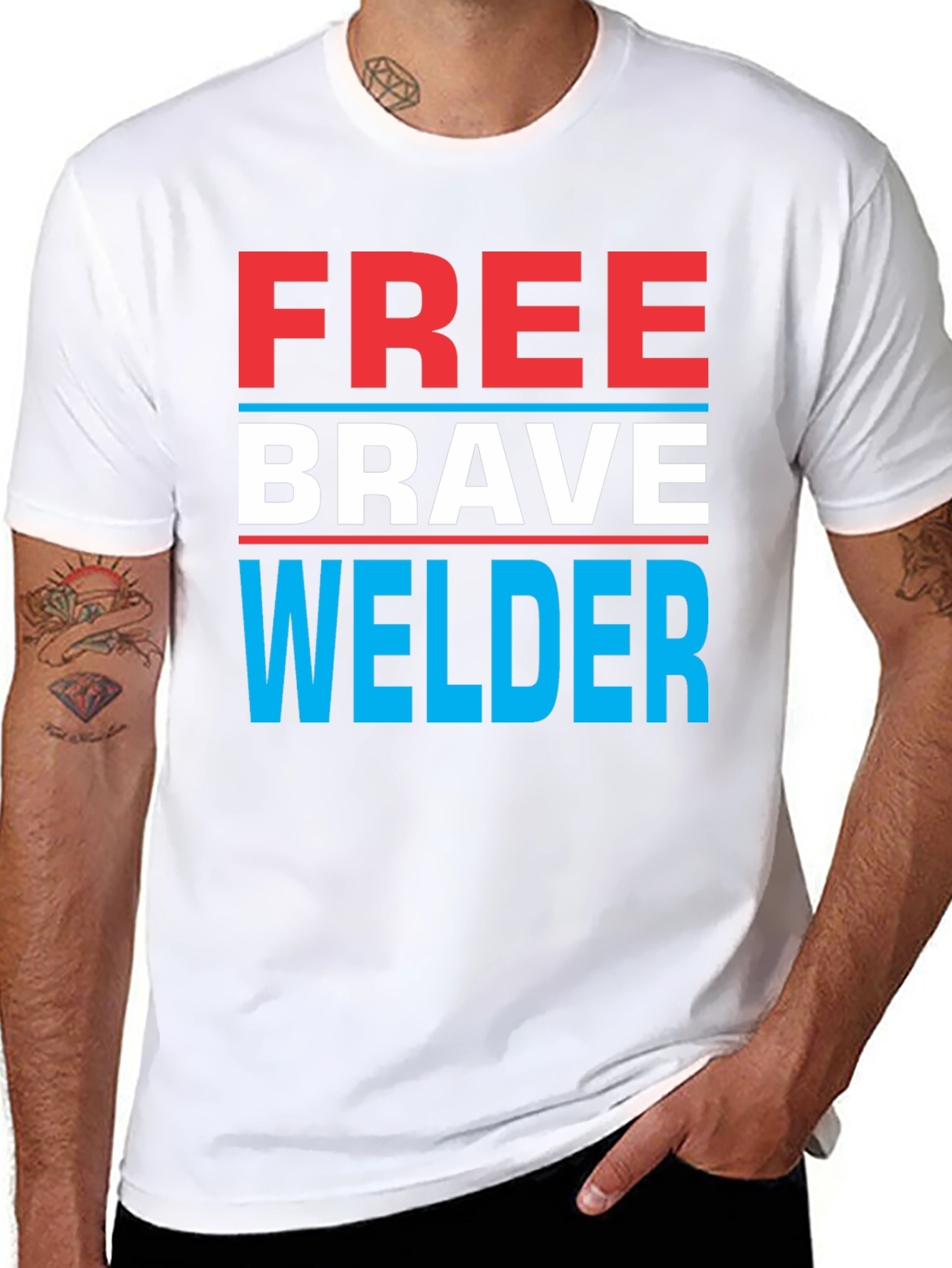 Black Free Brave Welder Graphic Tee - Black view 8