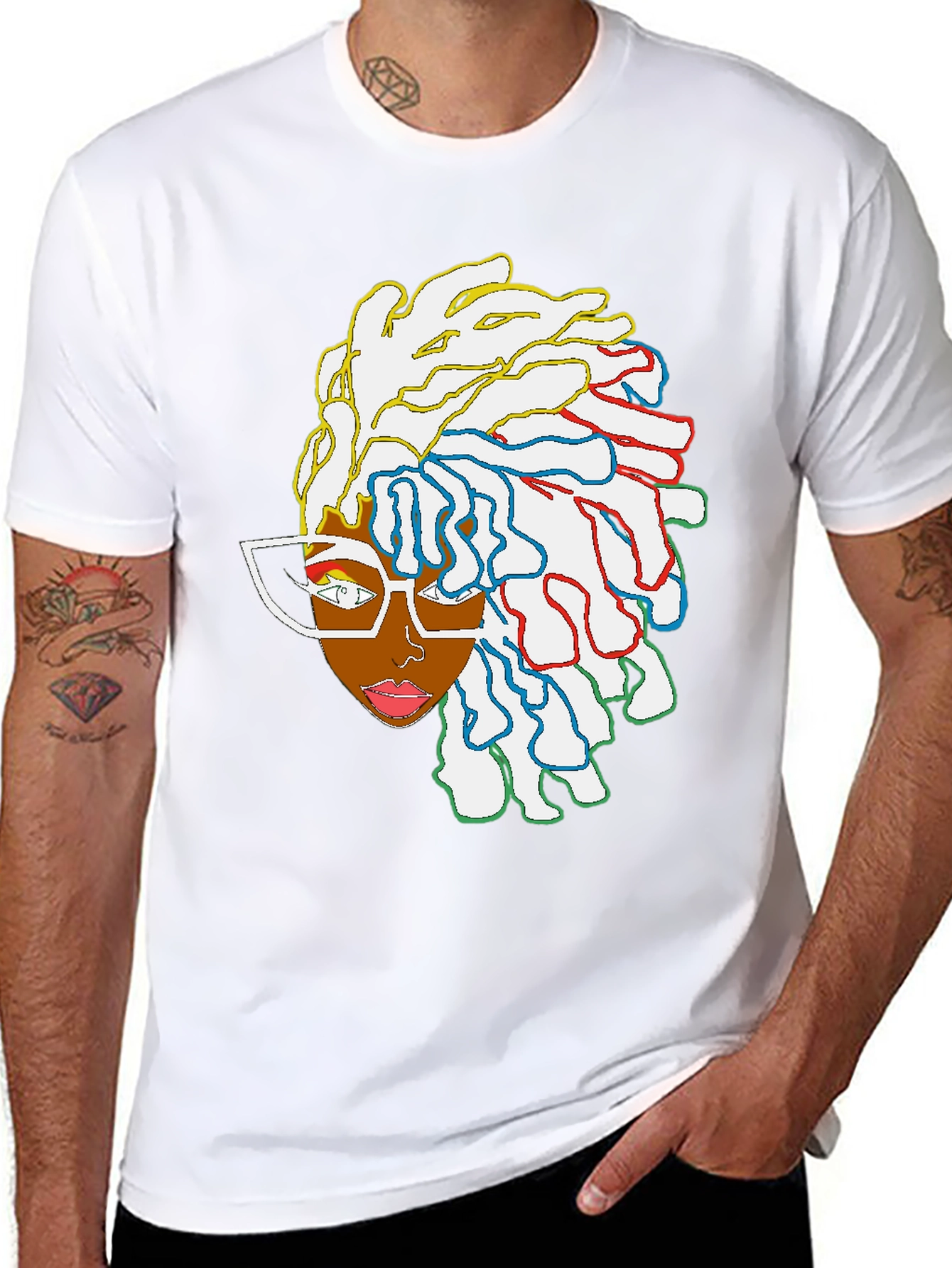 Black Cool Graphic Tee - Abstract Afro Art view 8
