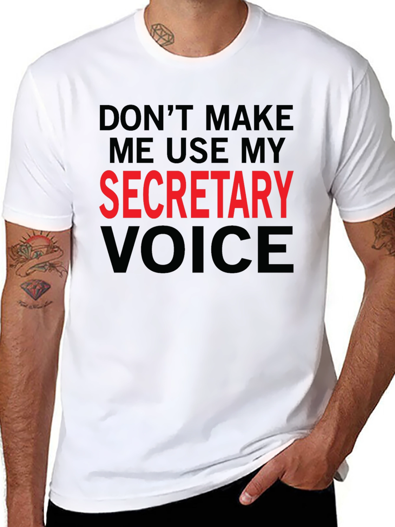 Black Secretary Voice T-Shirt - Funny Sarcastic Tee view 8