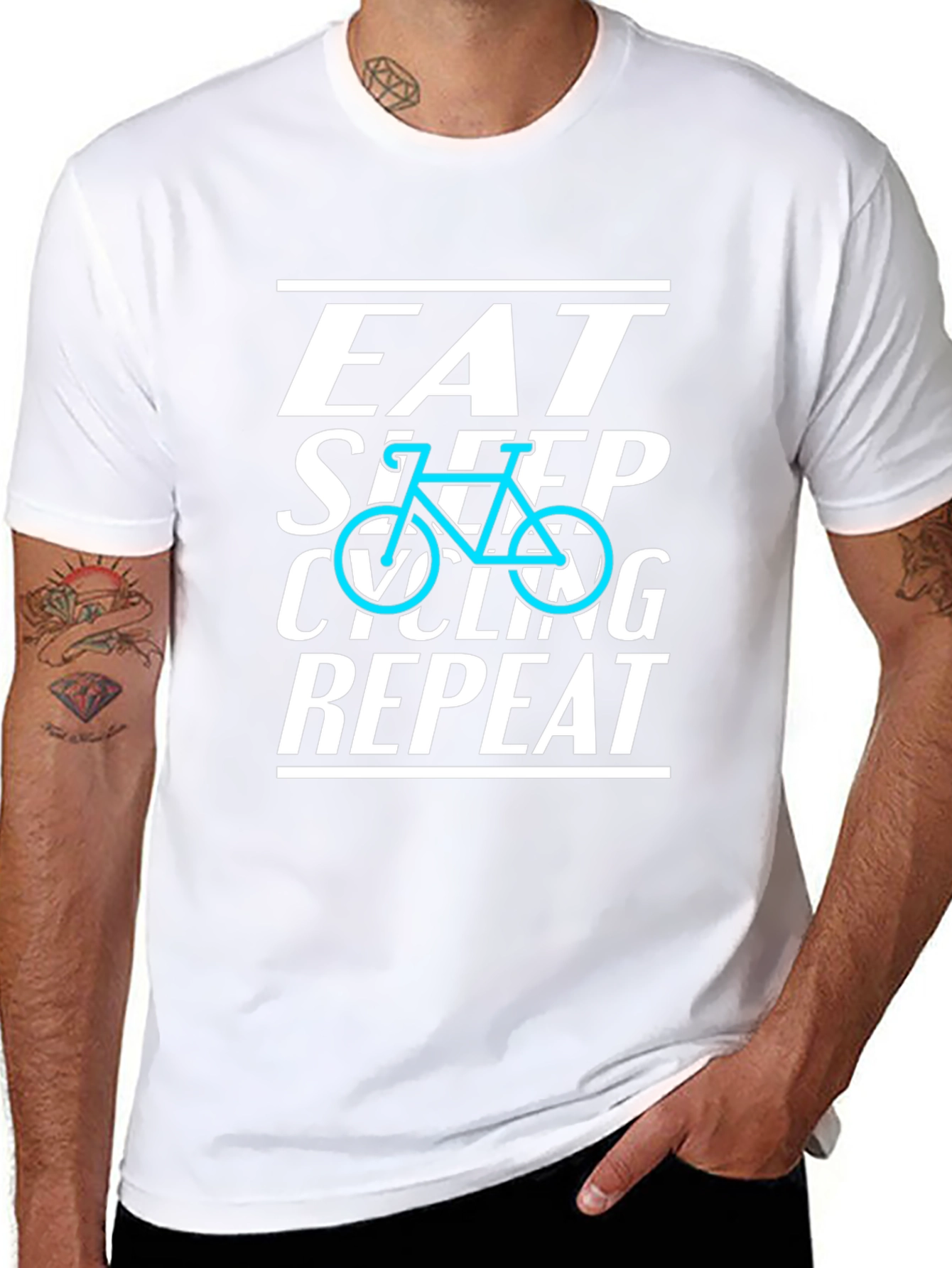 Black Eat Sleep Cycling Repeat Black T-Shirt view 8