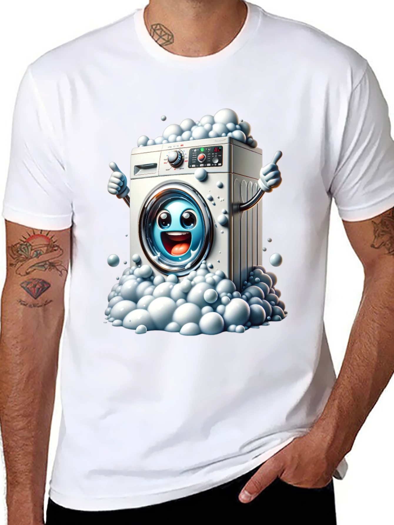 Black Funny Washing Machine Graphic Tee view 8