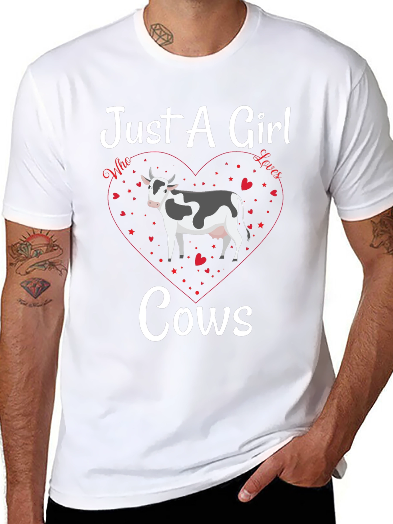 Black Just A Girl Who Loves Cows Graphic Tee view 8