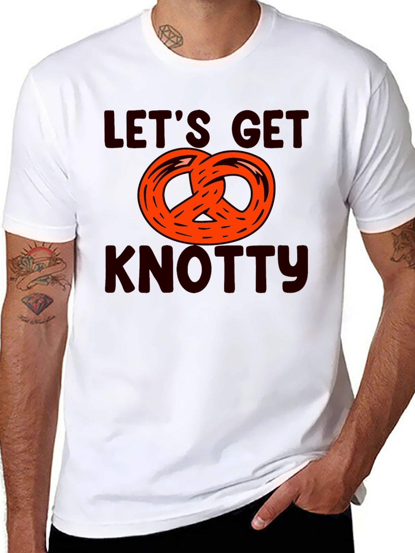 Black Let's Get Knotty Pretzel Graphic T-Shirt view 8