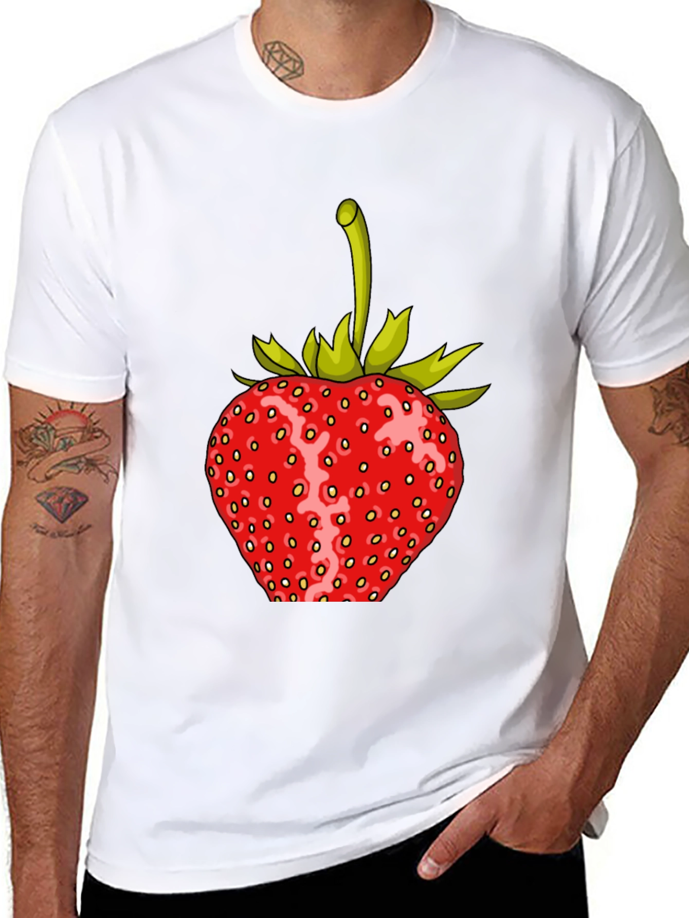 Black Strawberry Graphic Print T-Shirt view 8