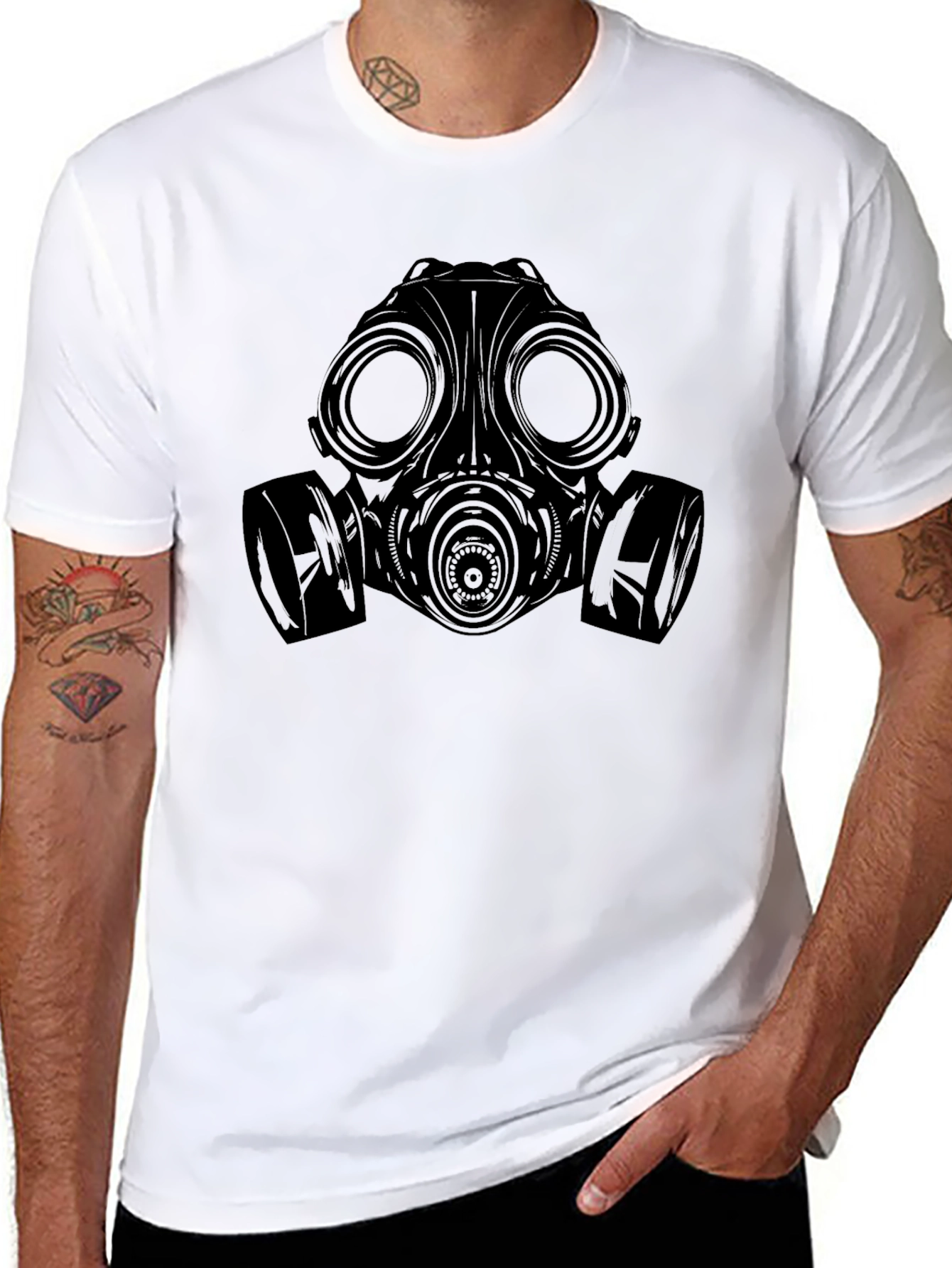 Black Gas Mask Graphic Tee - Black Cotton Comfort view 8