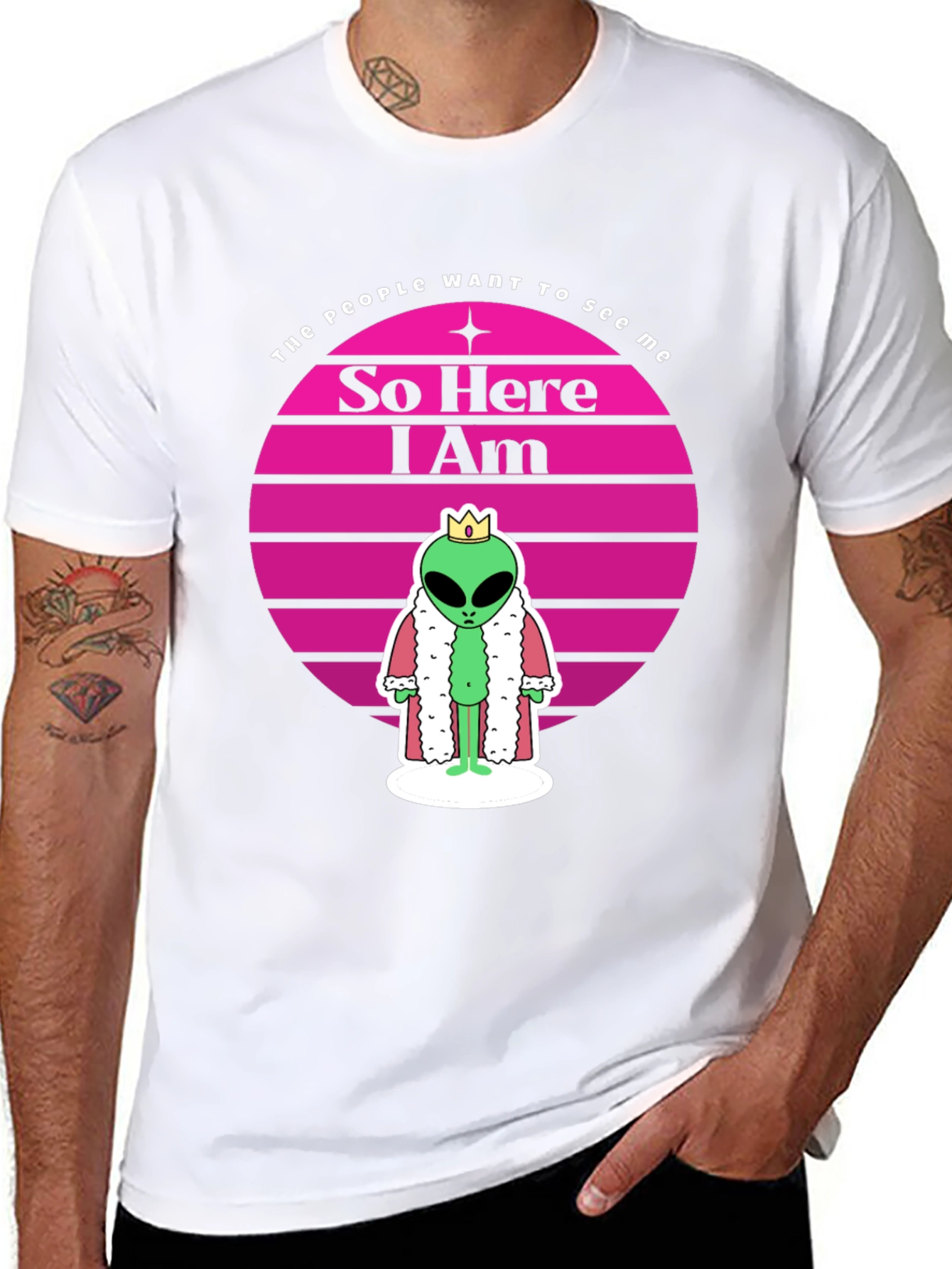 Black So Here I Am Alien King T-Shirt view 8