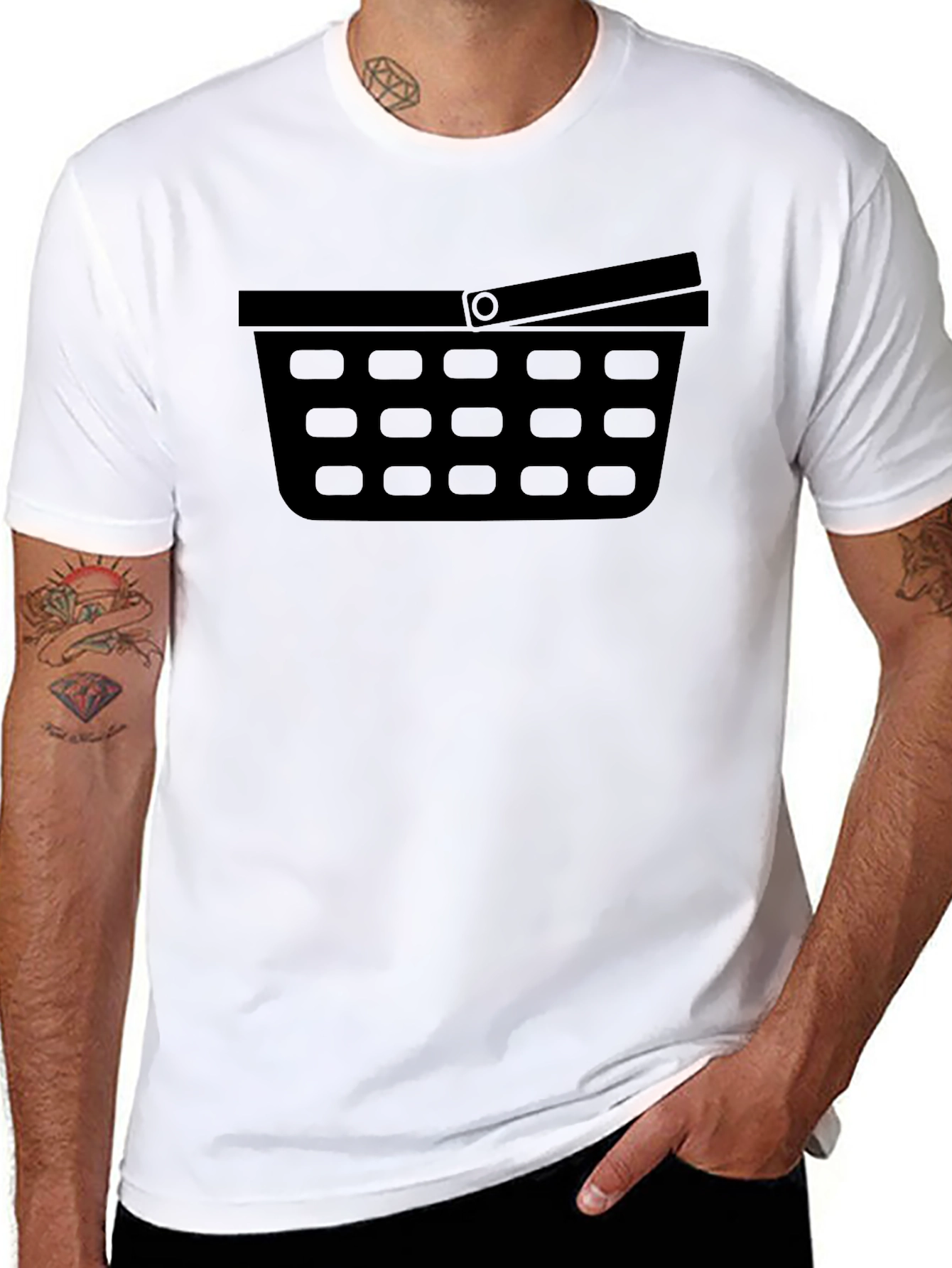 Black Basket Icon Black T-Shirt - Minimalist Graphic Tee view 8