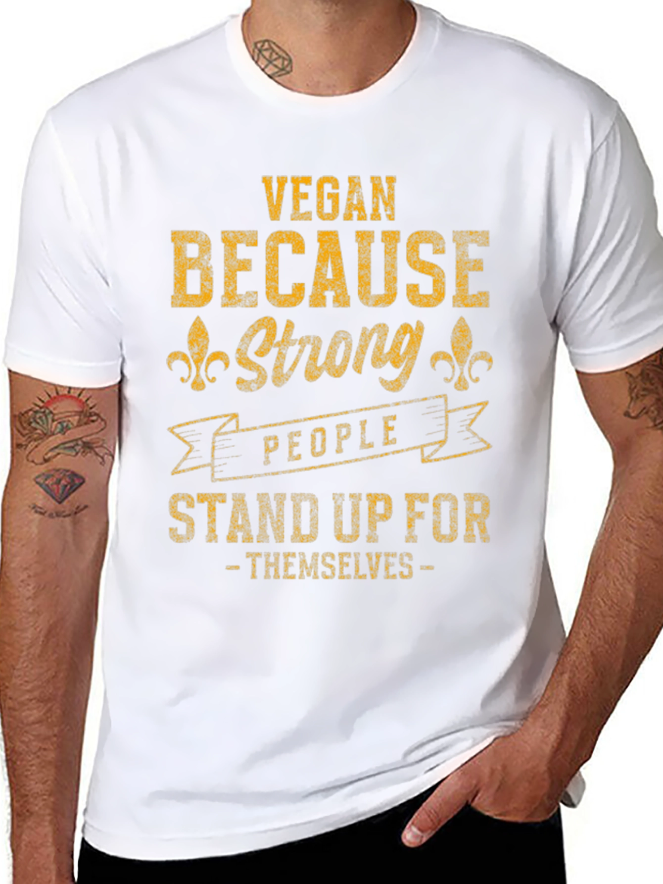 Black Vegan Strong People T-Shirt view 8